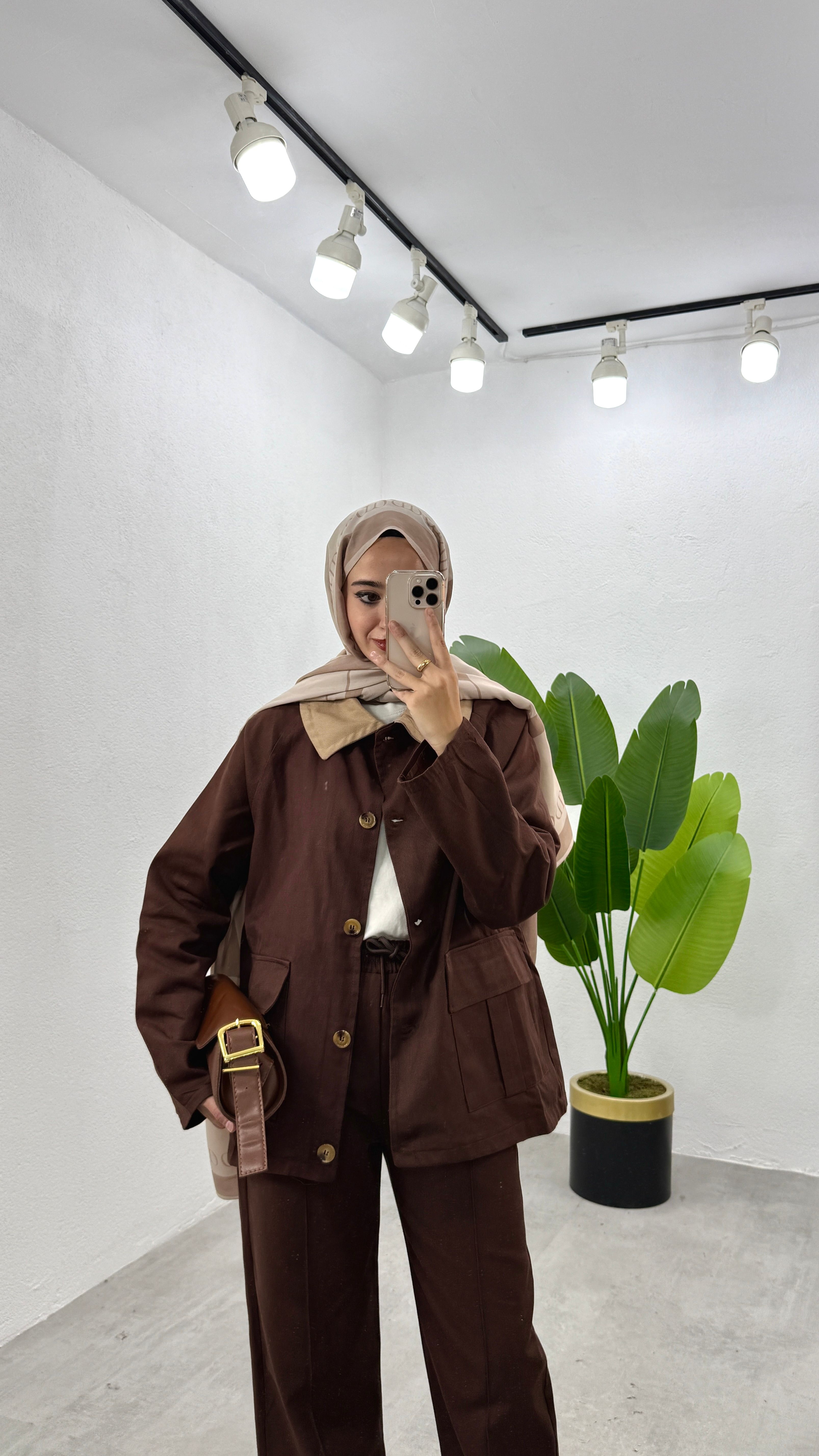 Gabardin Parka Ceket - Kahve