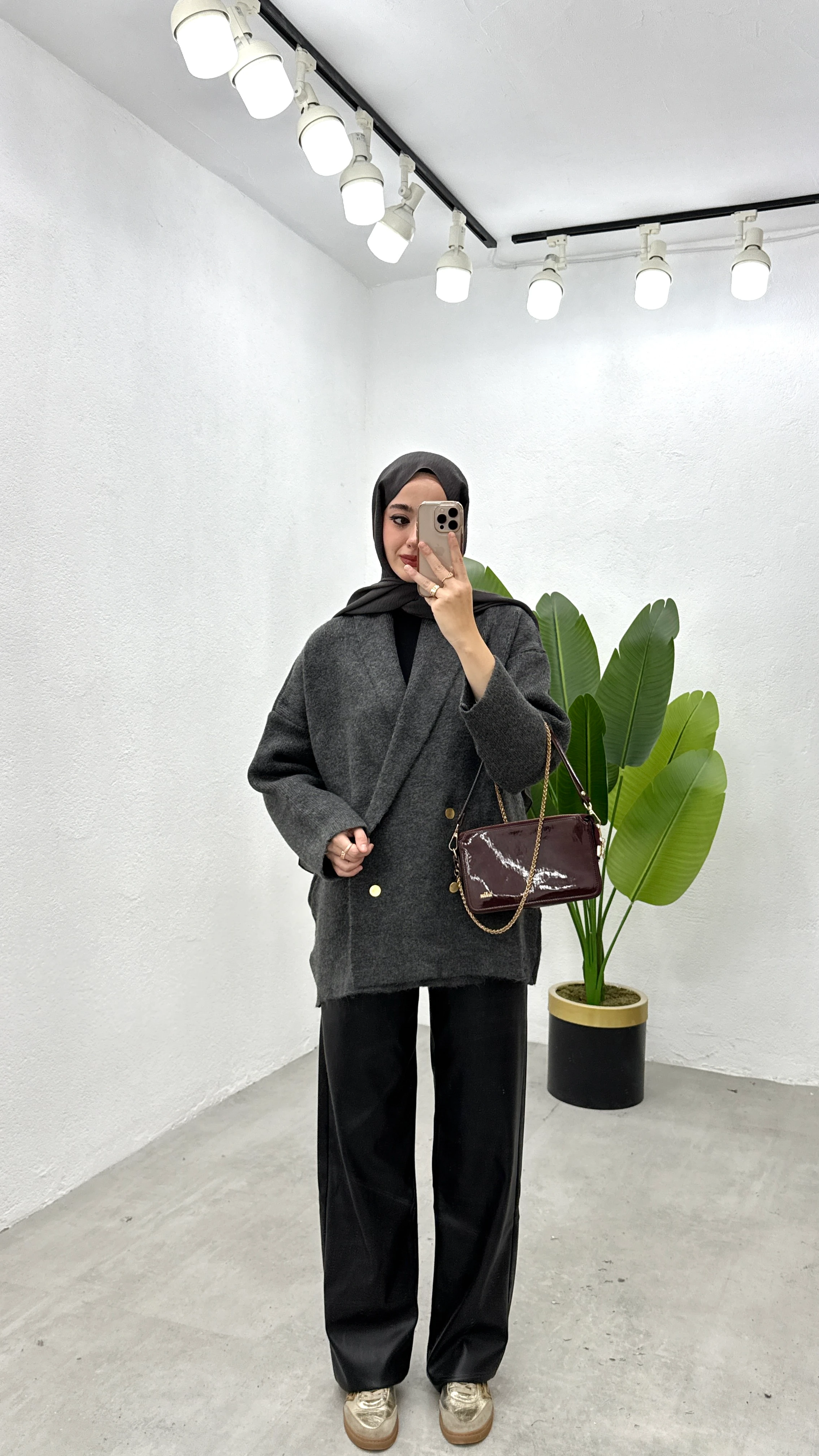 Düğmeli Ceket Hırka - Antrasit