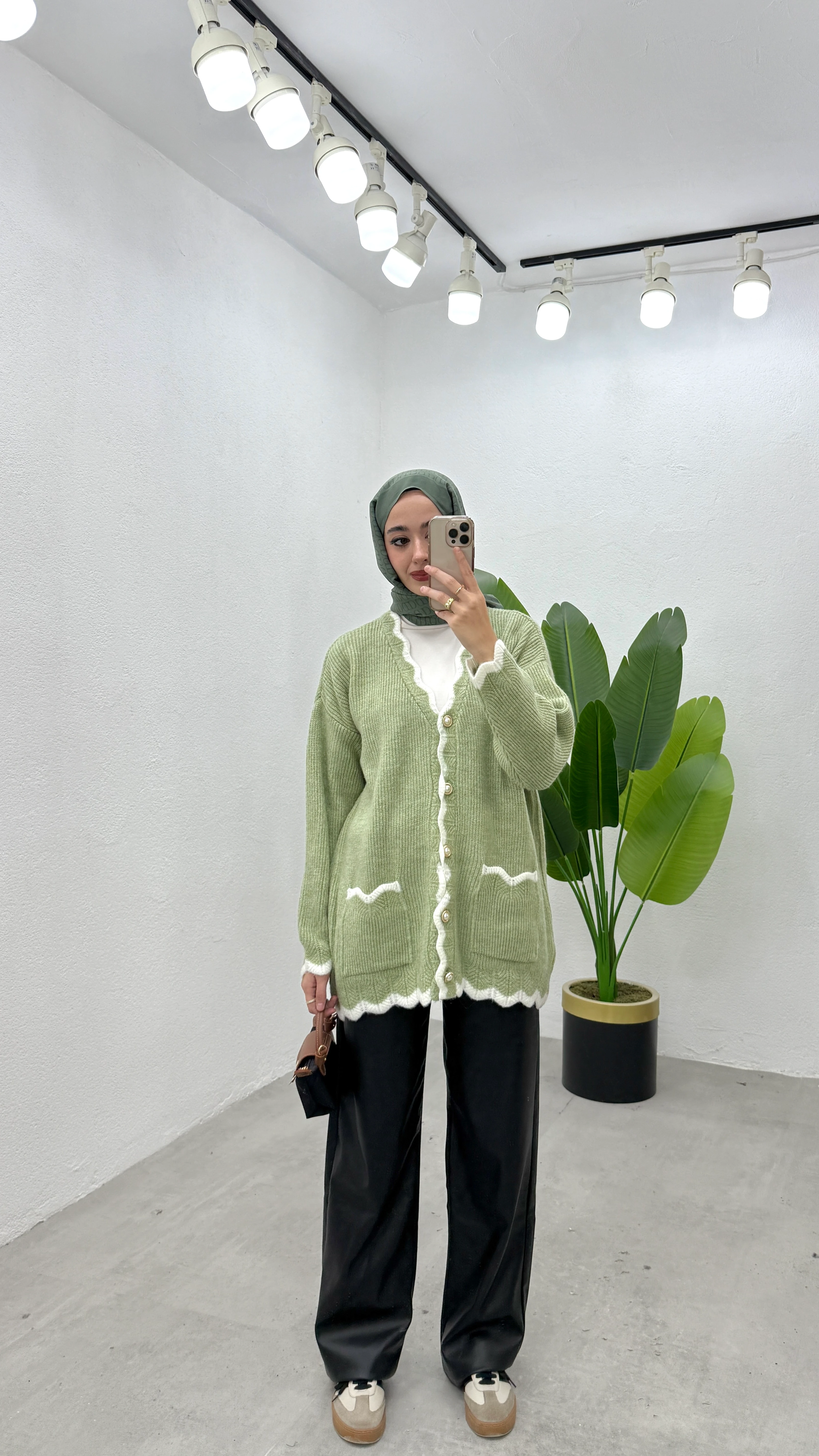 Çift Renk Hırka - Mint