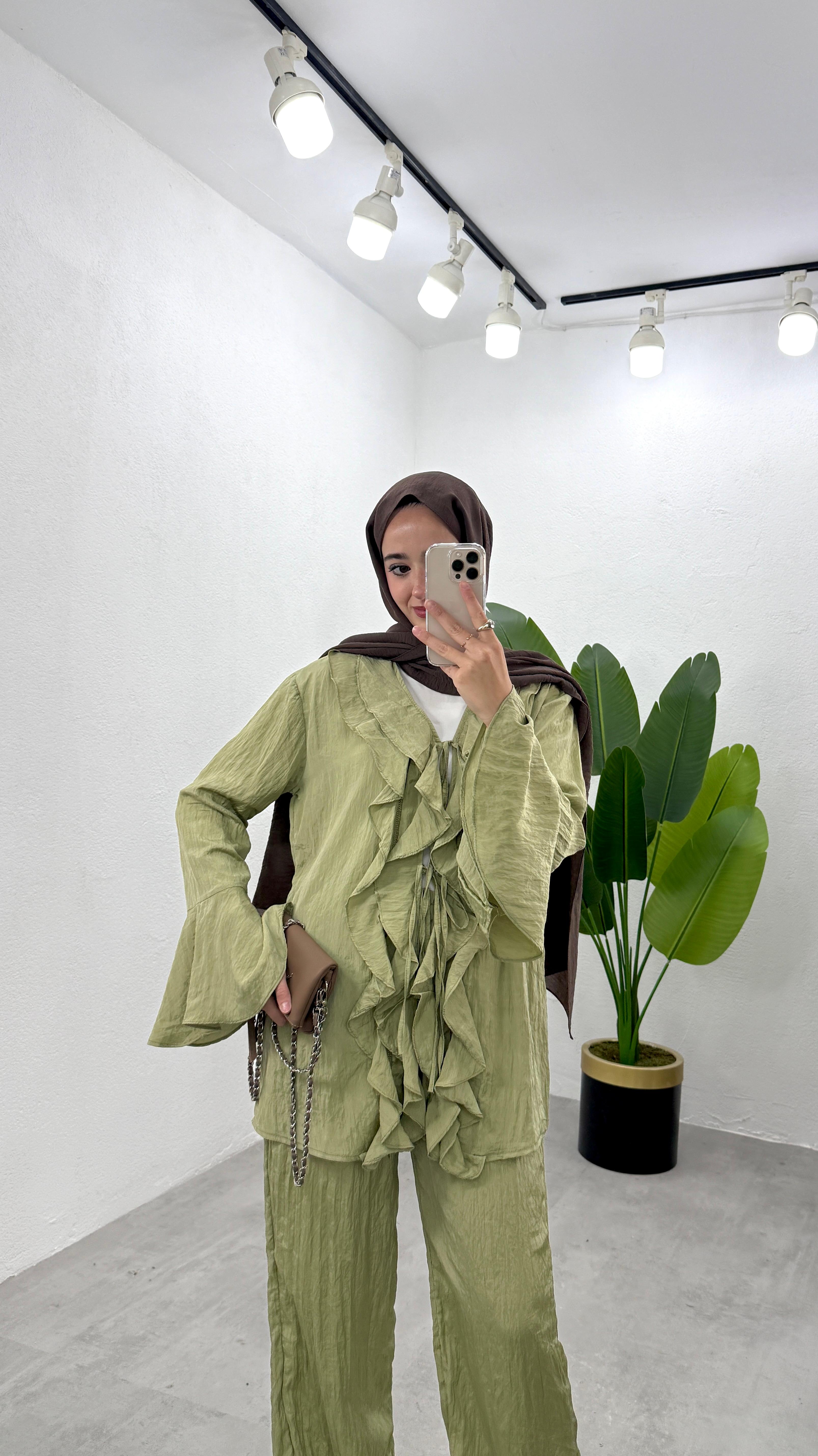 Fırfır Kimono Takım - Yeşil