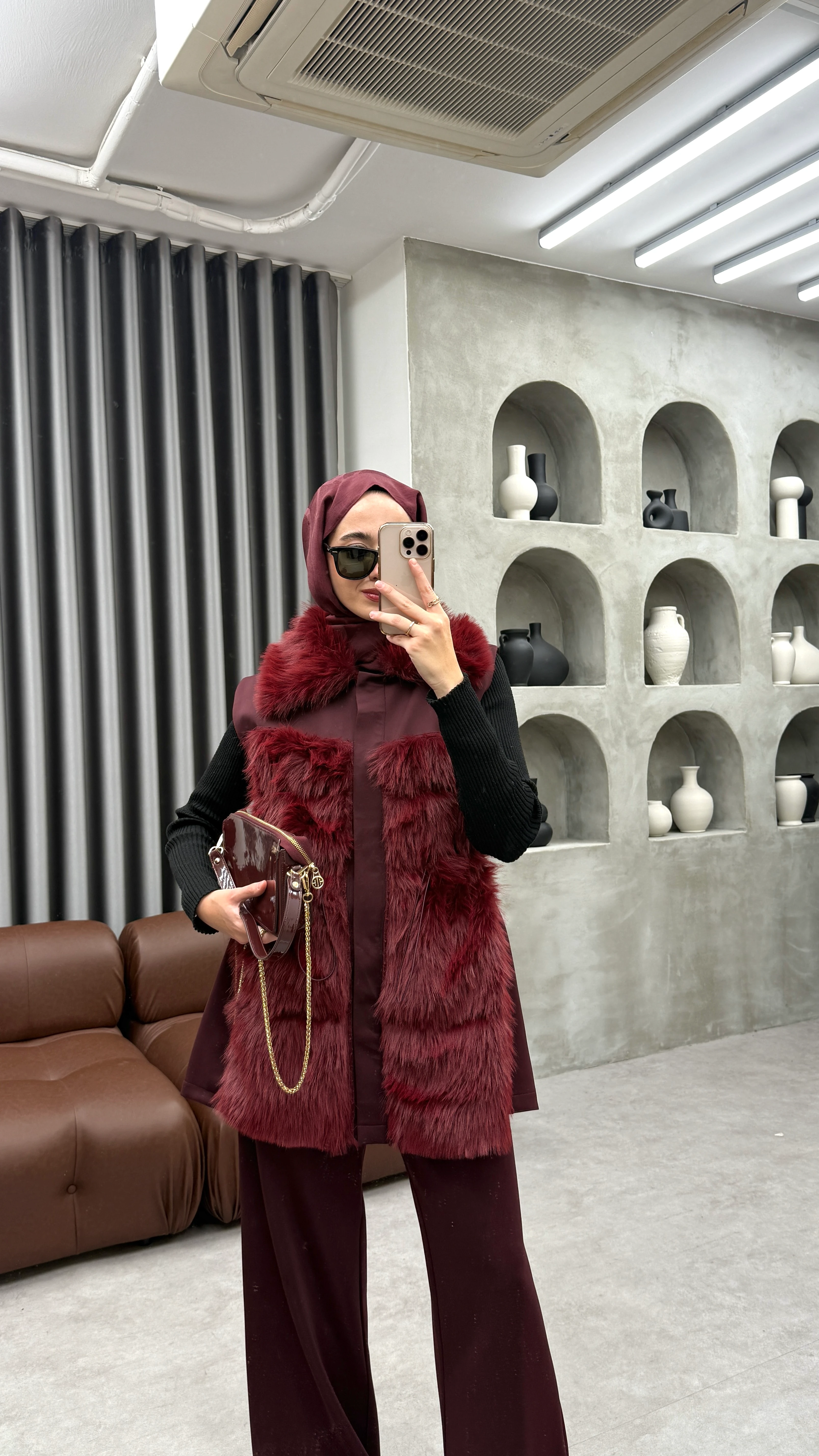 Parla Scuba Kürklü Takım - Bordo