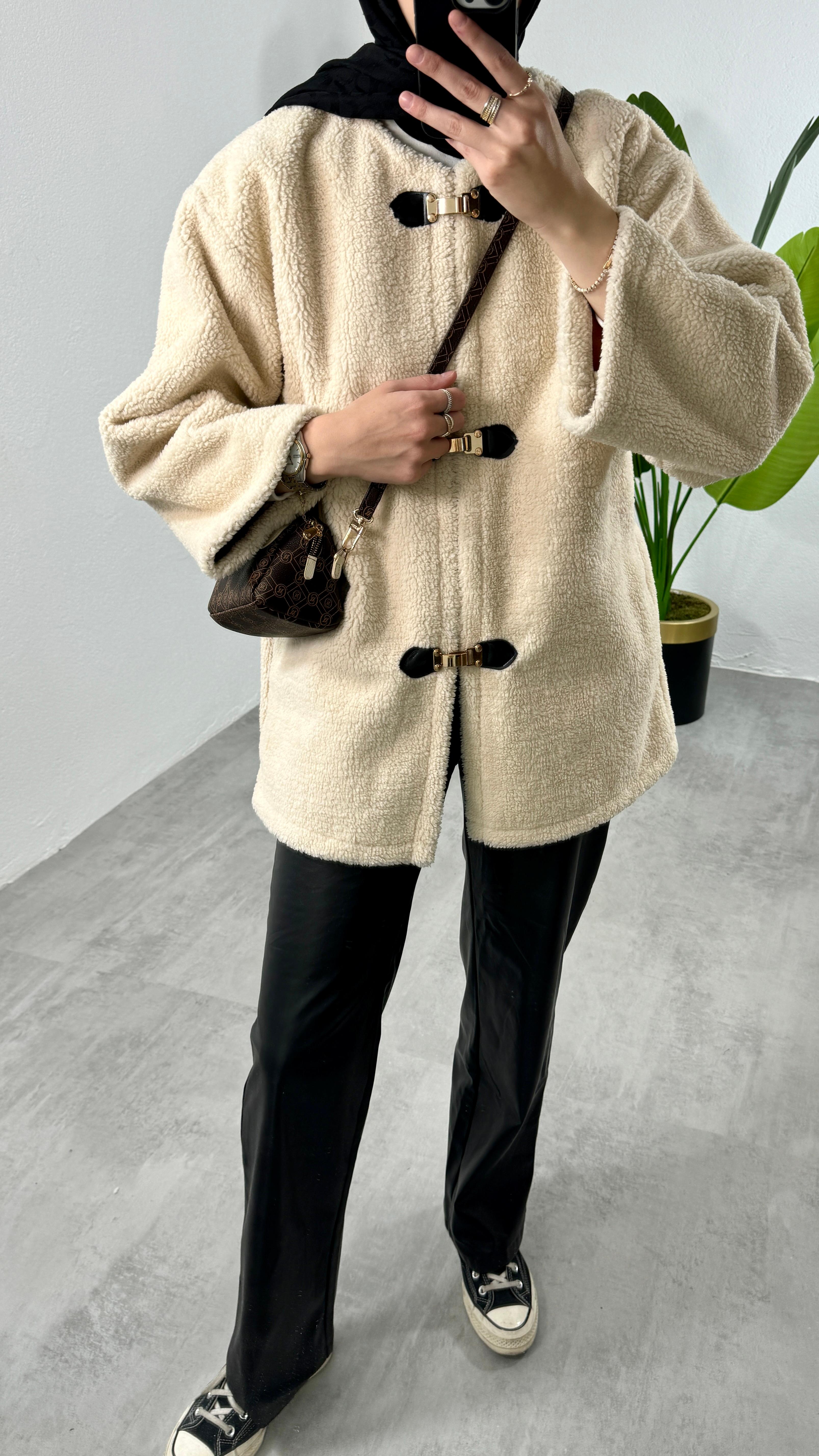 Peluş Mont - Bej