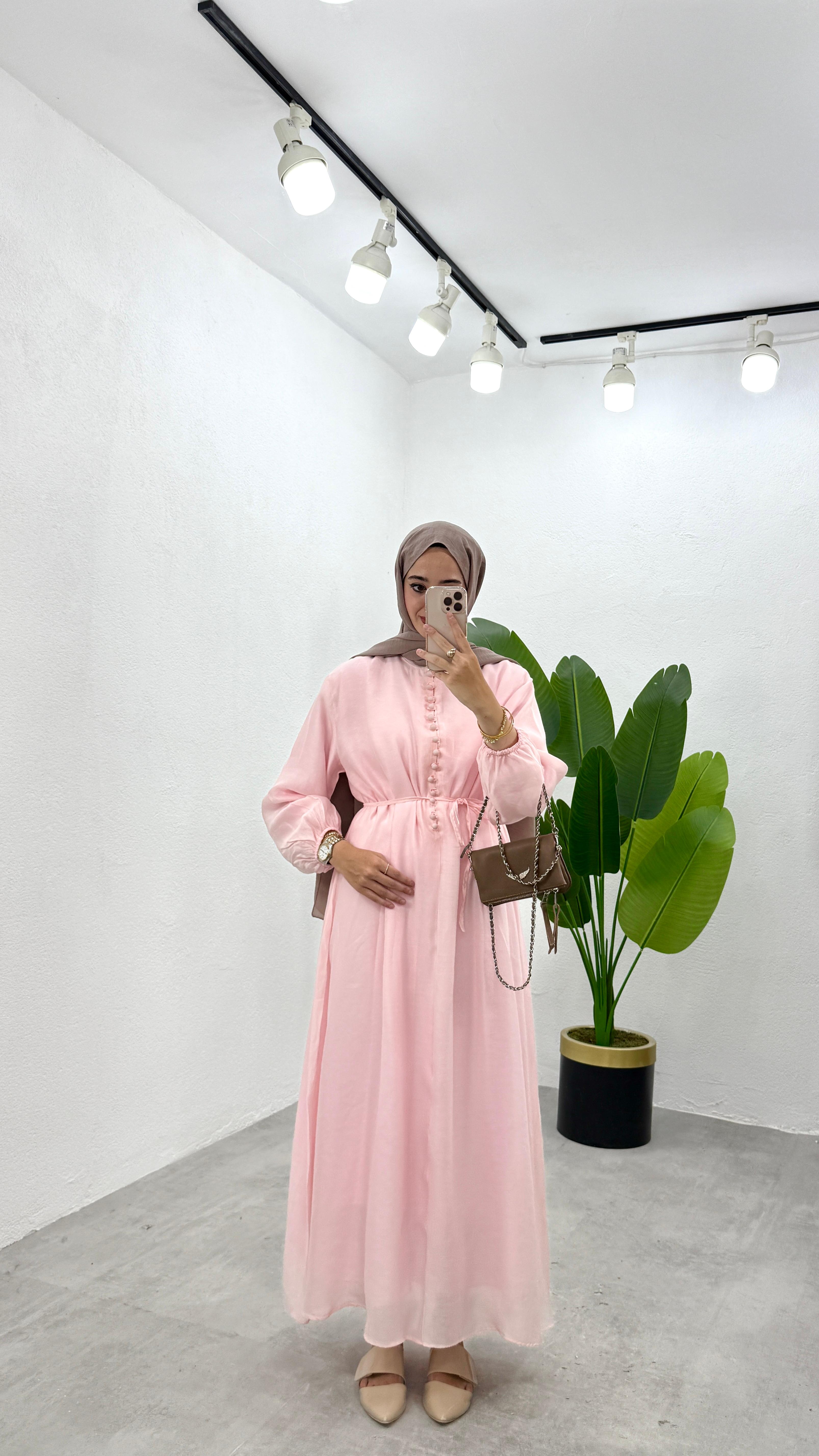 Rüya Astarlı Elbise - Pembe