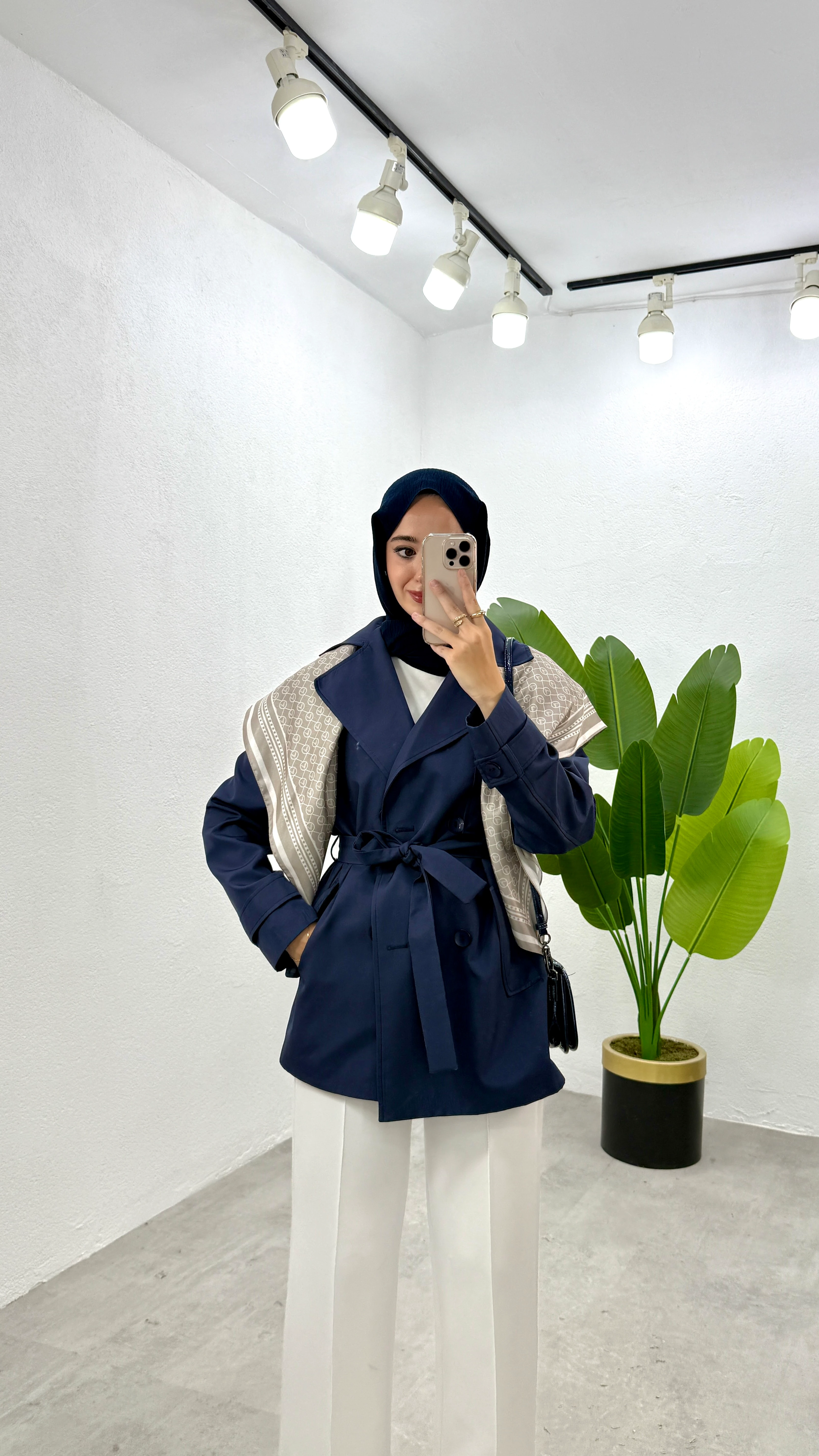 Kısa Eyyo Trençkot - Lacivert