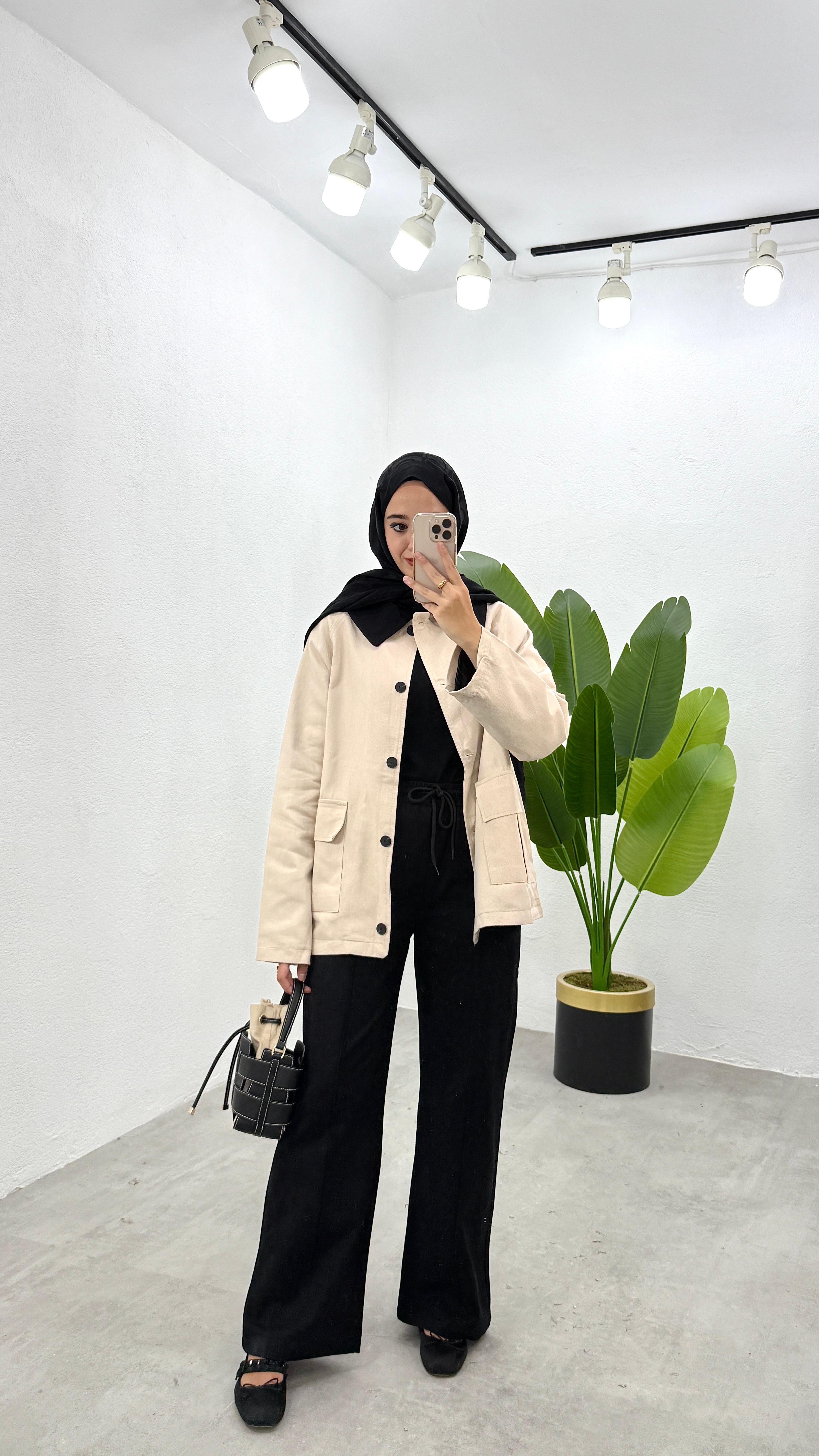 Gabardin Parka Ceket - Taş