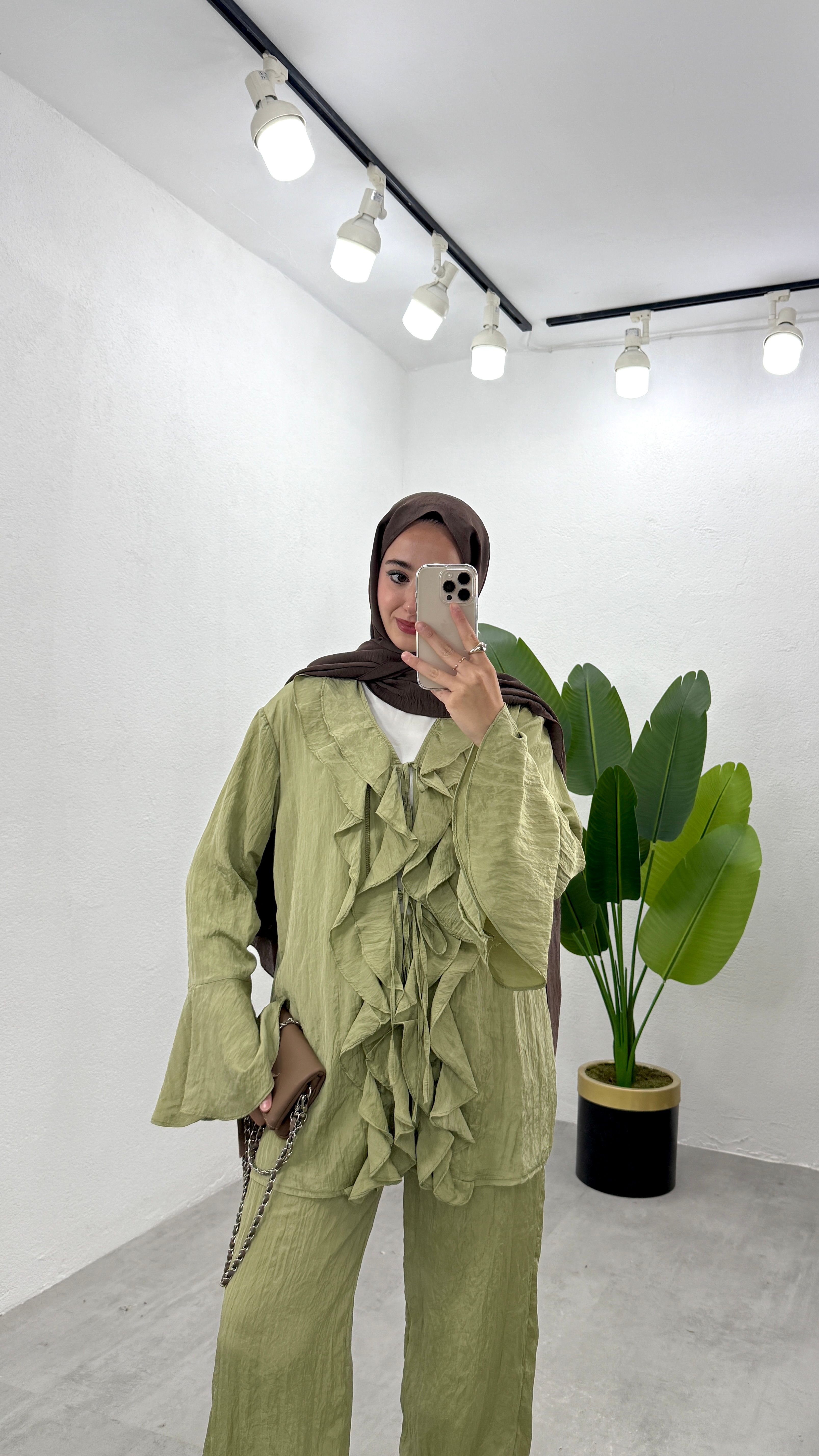 Fırfır Kimono Takım - Yeşil