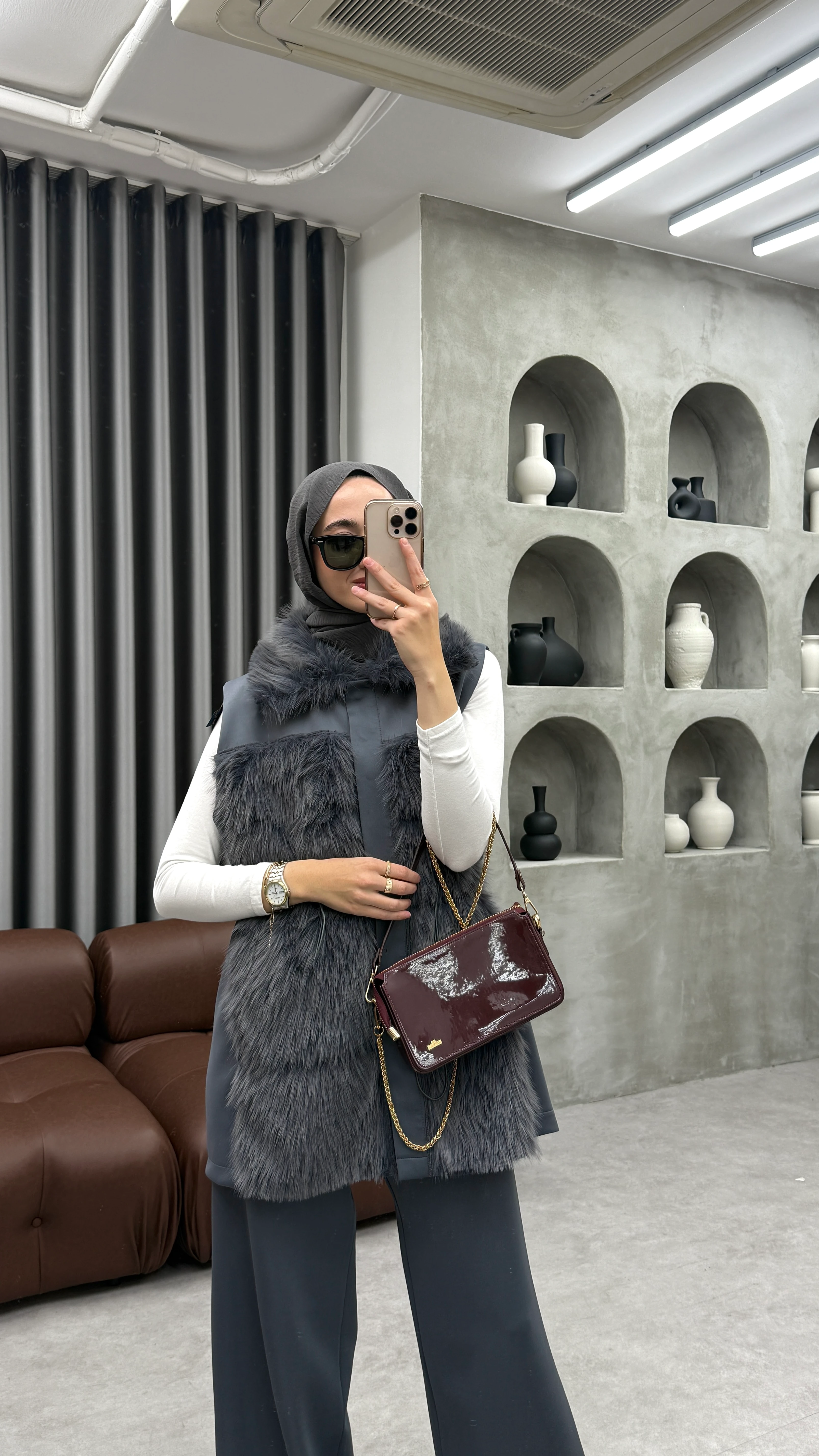 Parla Scuba Kürklü Takım - Gri