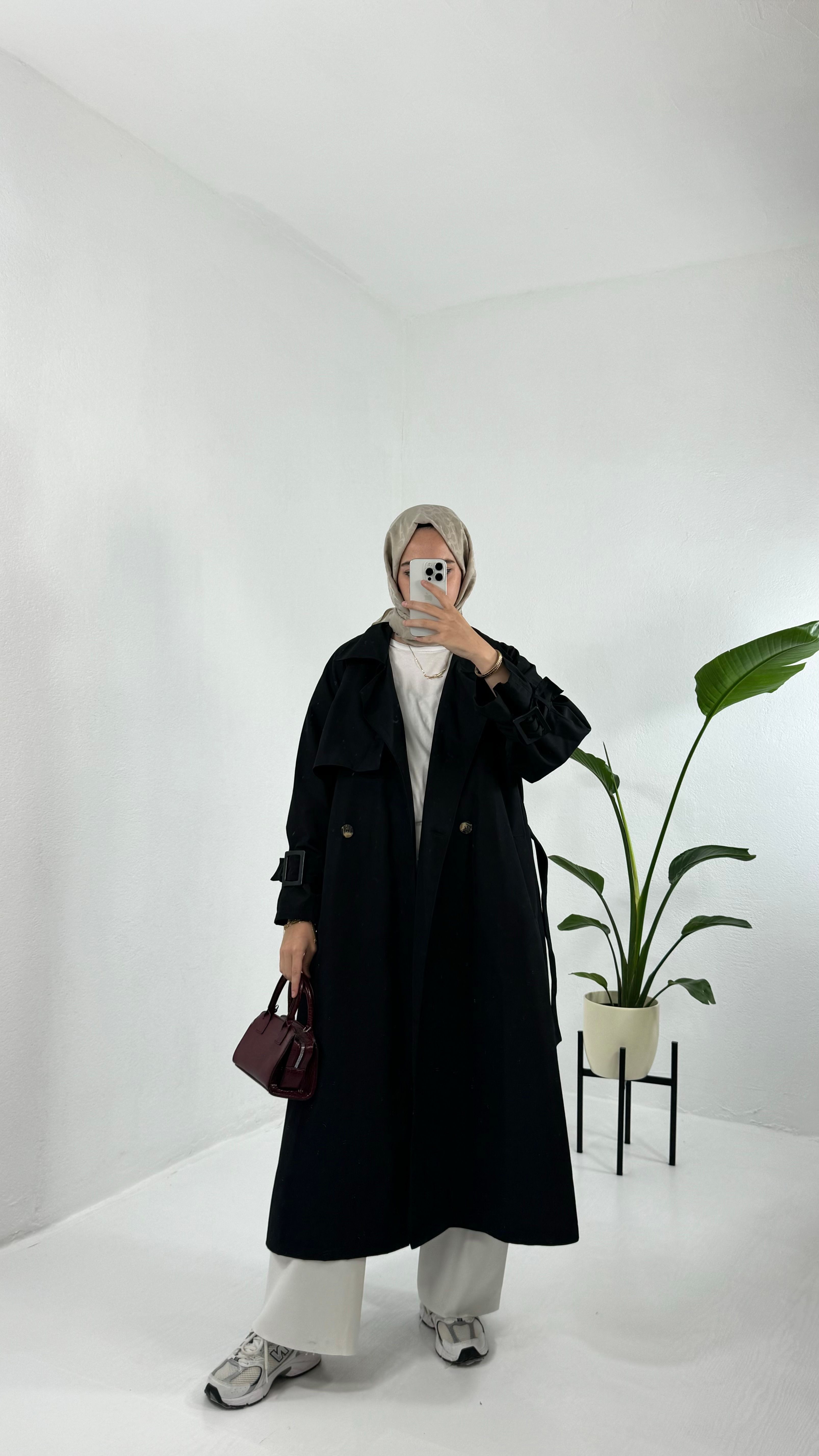 Oversize Trençkot - Siyah
