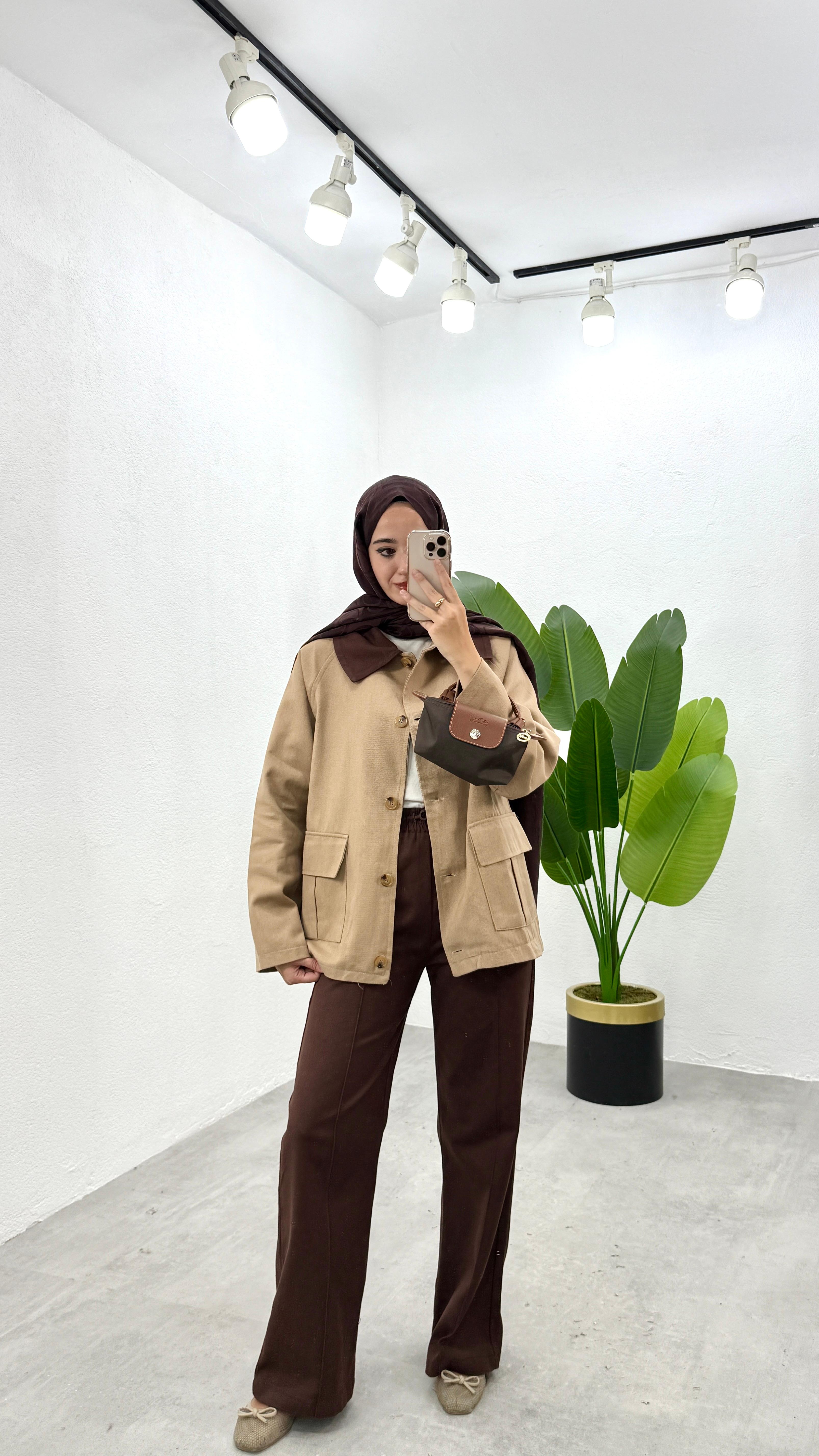 Gabardin Parka Ceket - Camel