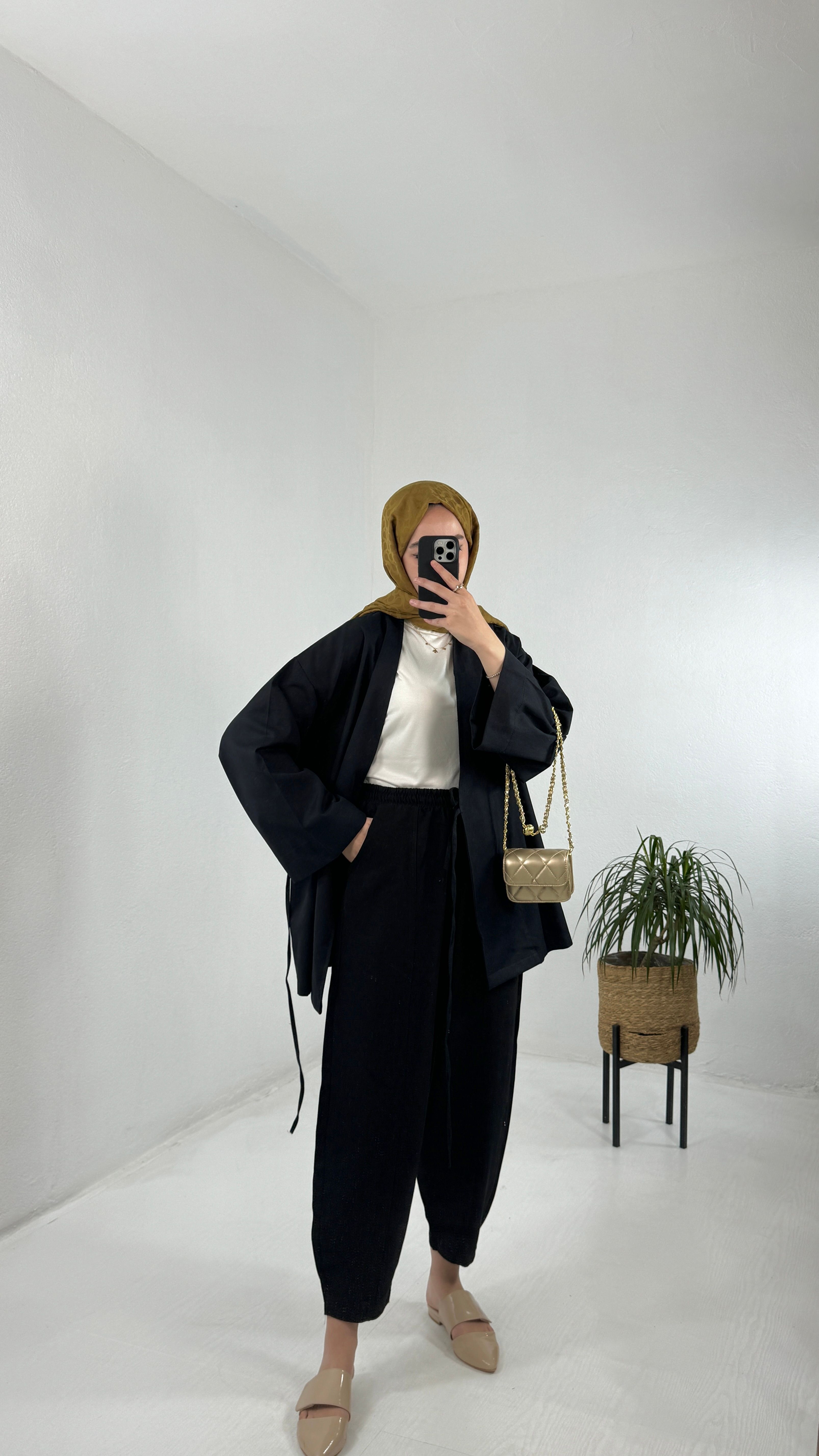 Gabardin Kimono - Siyah