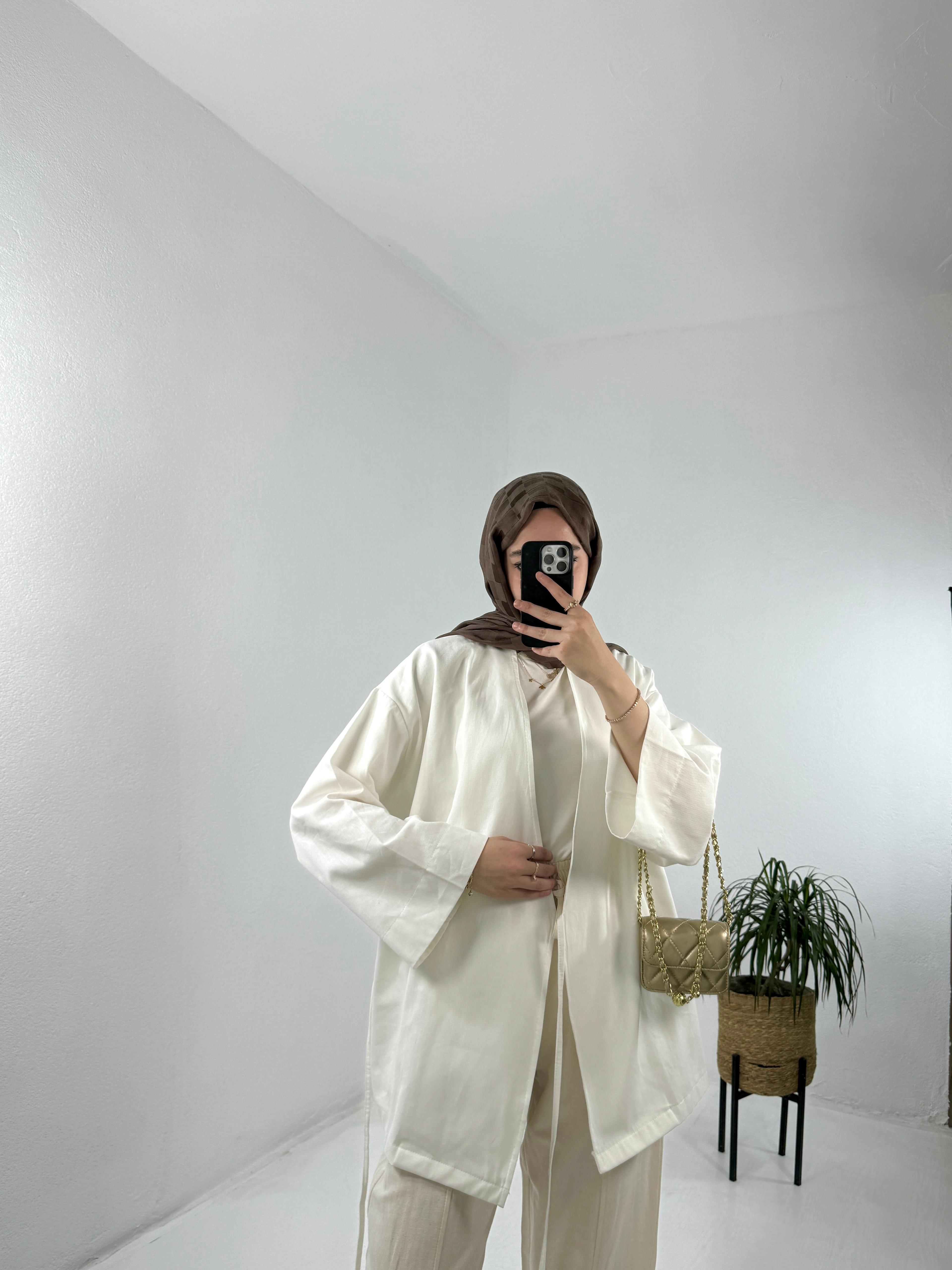 Gabardin Kimono - Beyaz