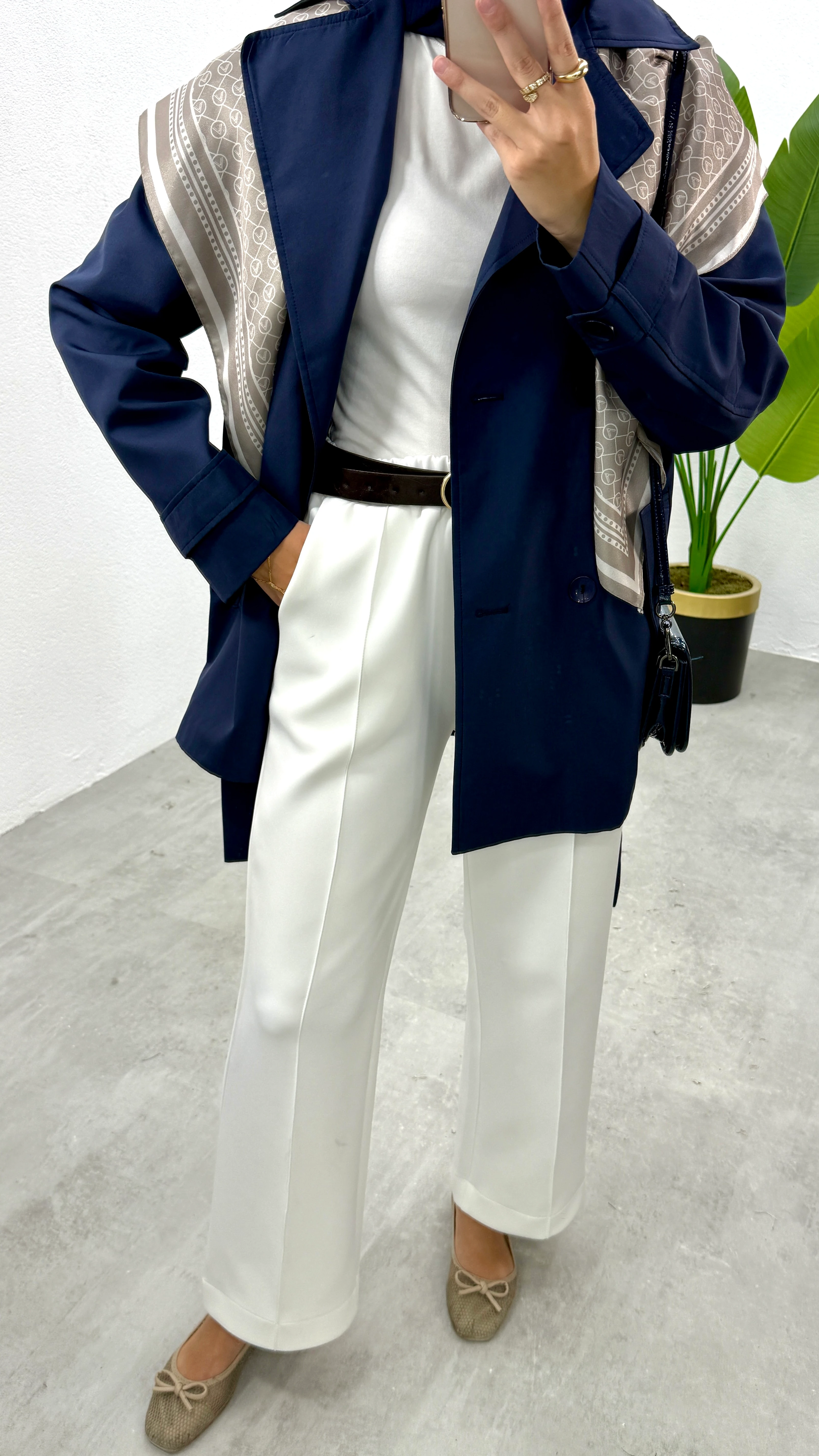 Kısa Eyyo Trençkot - Lacivert