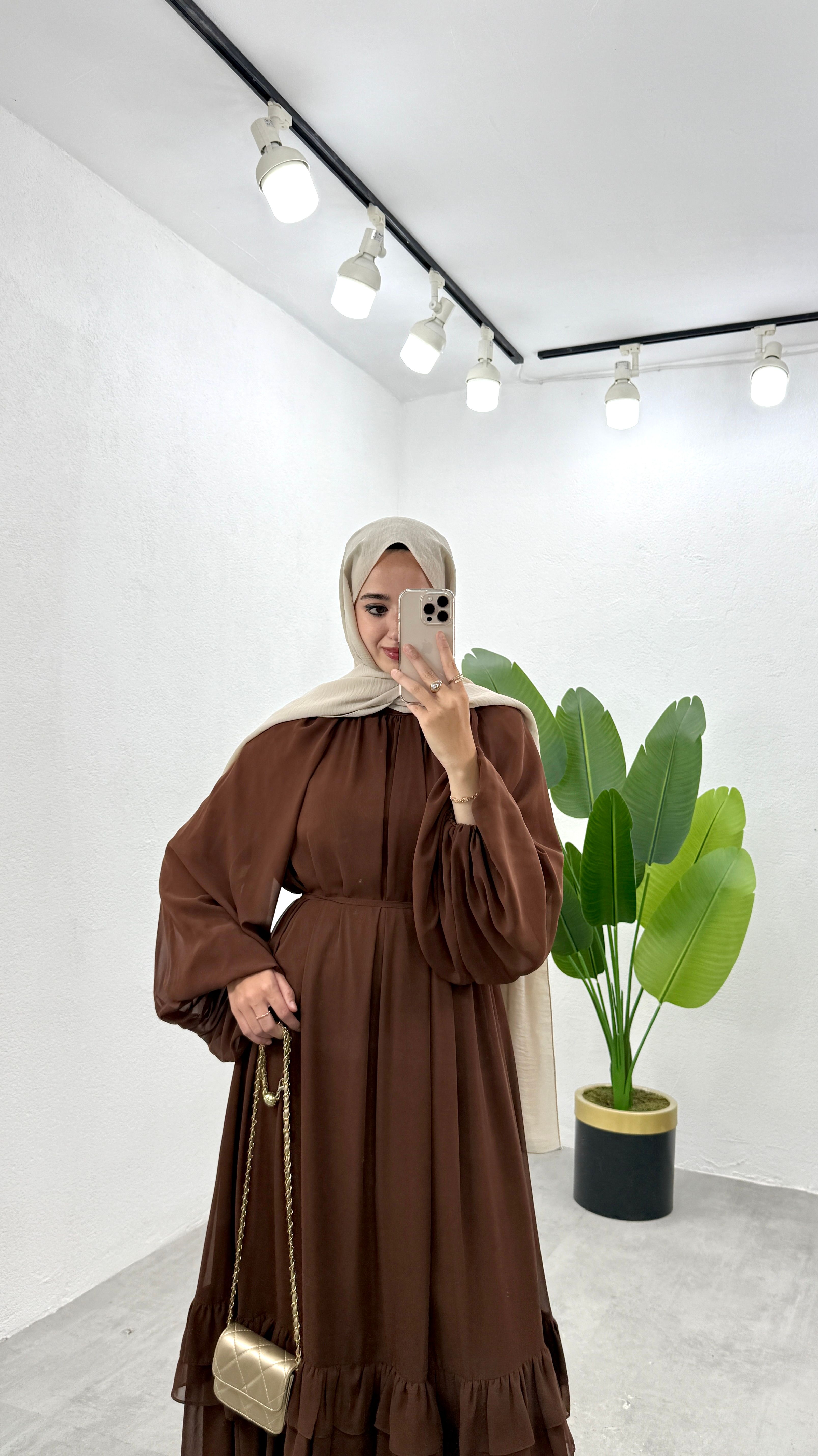 Emily Şifon Elbise - Kahve