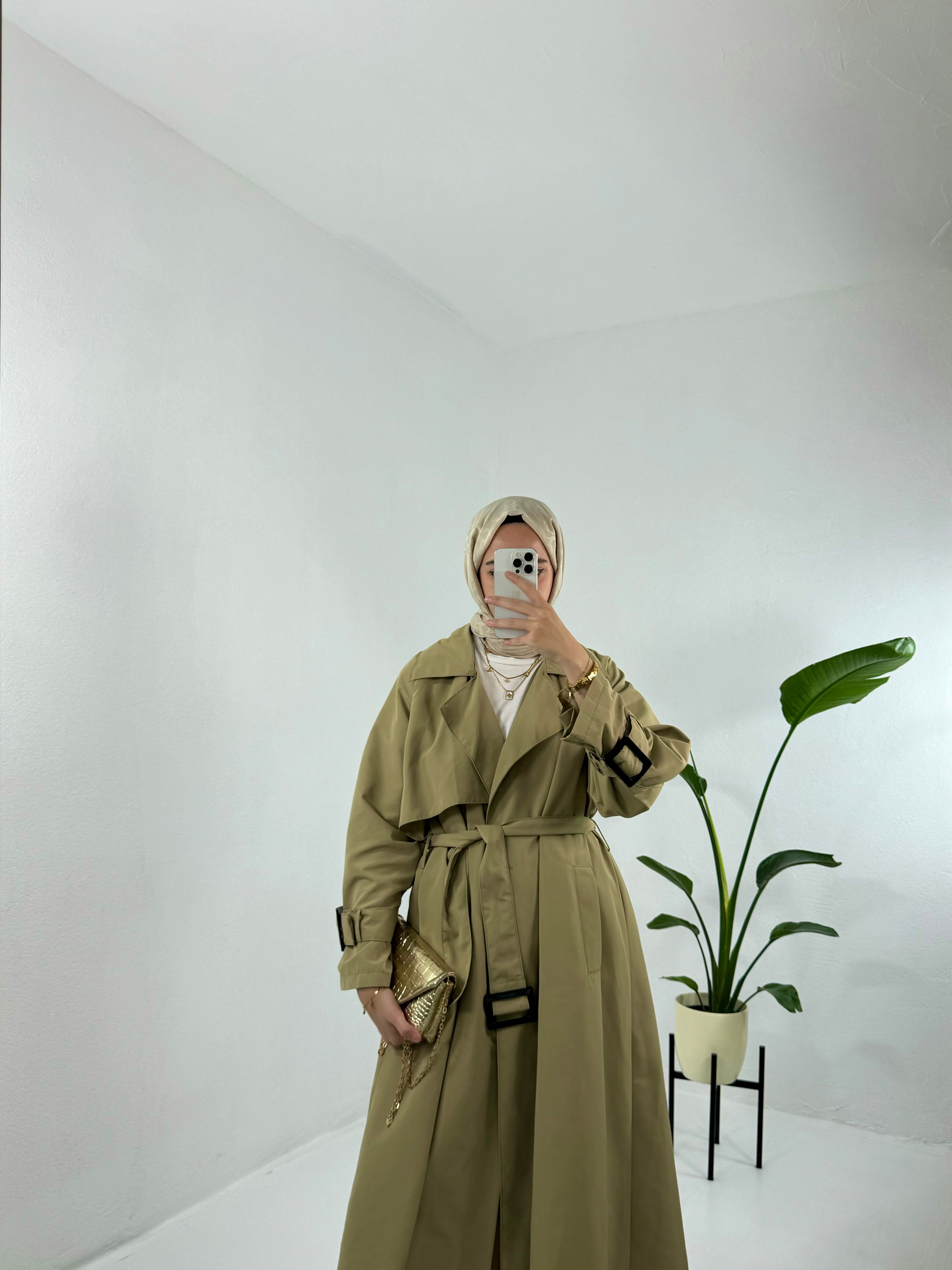 Oversize Trençkot - Yağ Yeşili