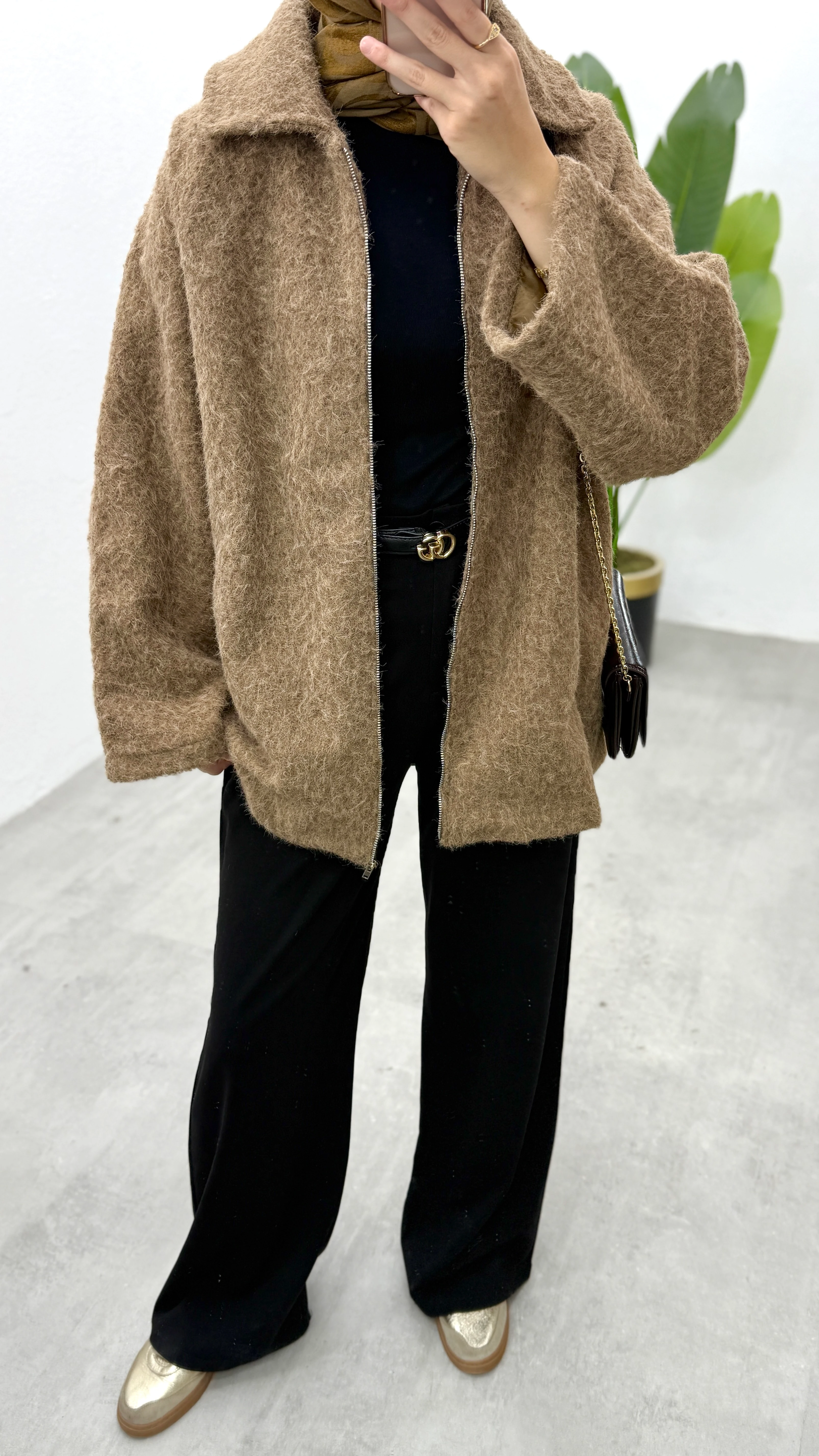 Kai Fermuarlı Ceket - Camel