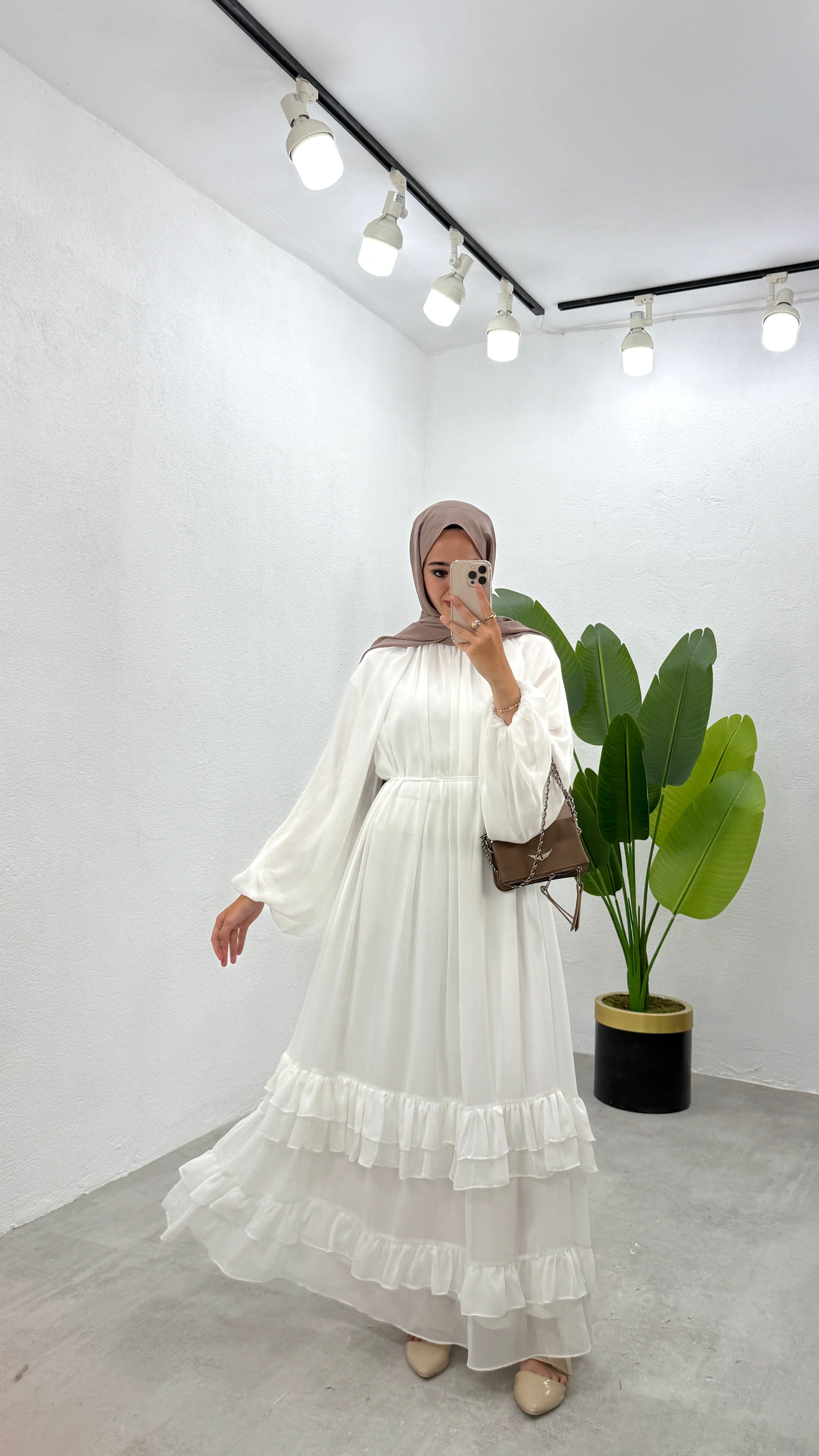 Emily Şifon Elbise - Beyaz