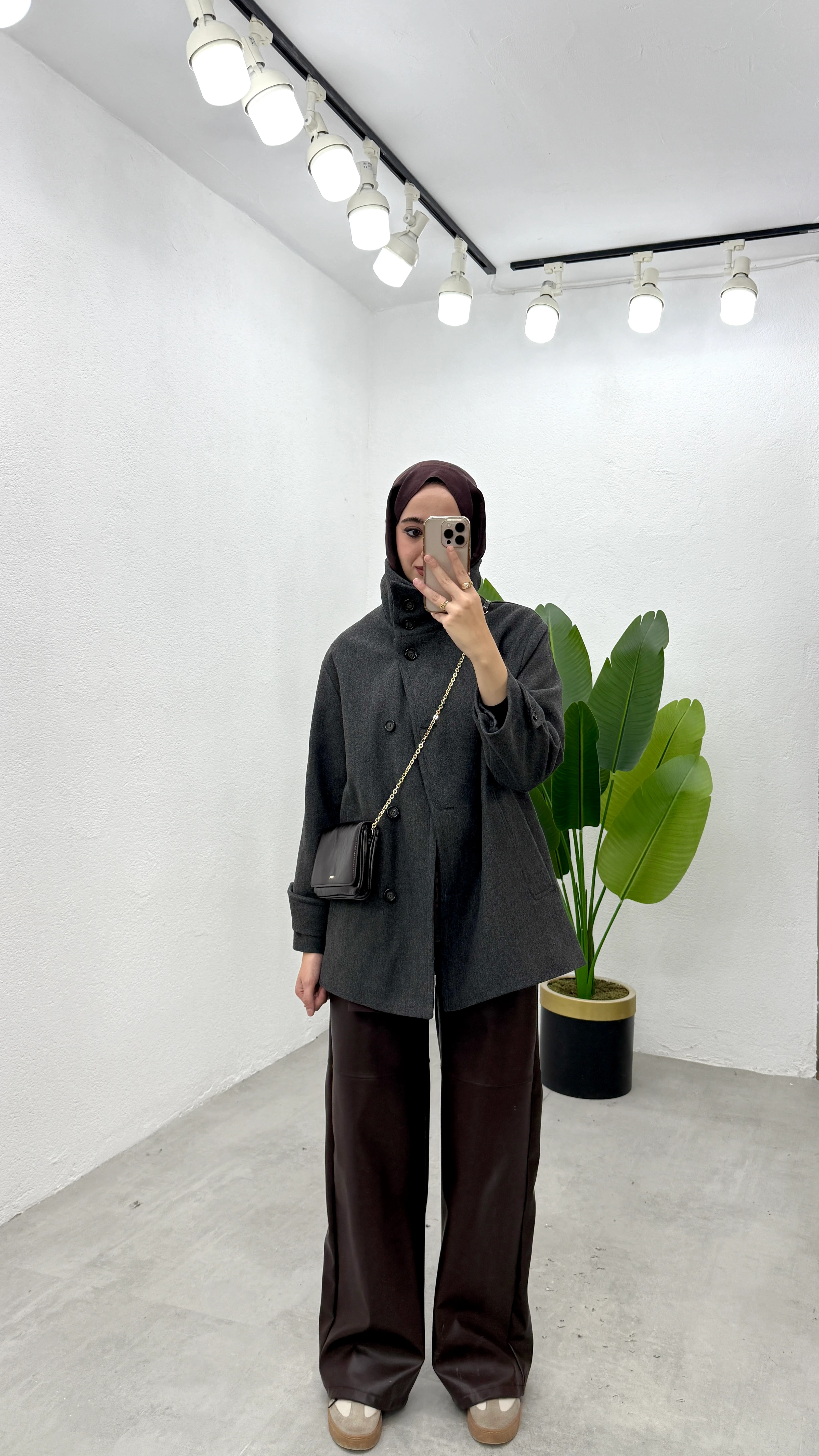 Dik Yaka Kaşe Kaban - Antrasit