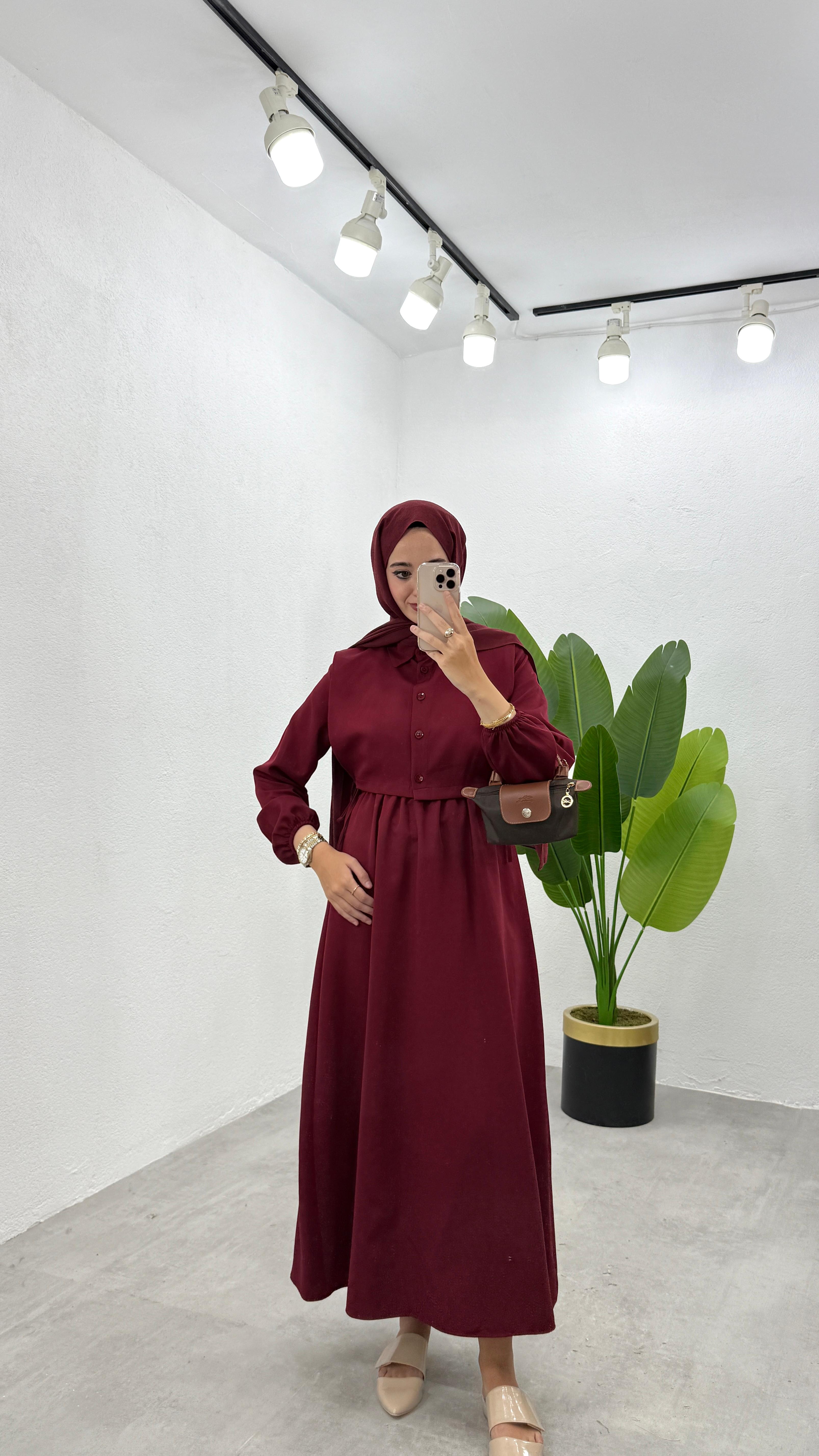 İkili Bolero Elbise - Bordo