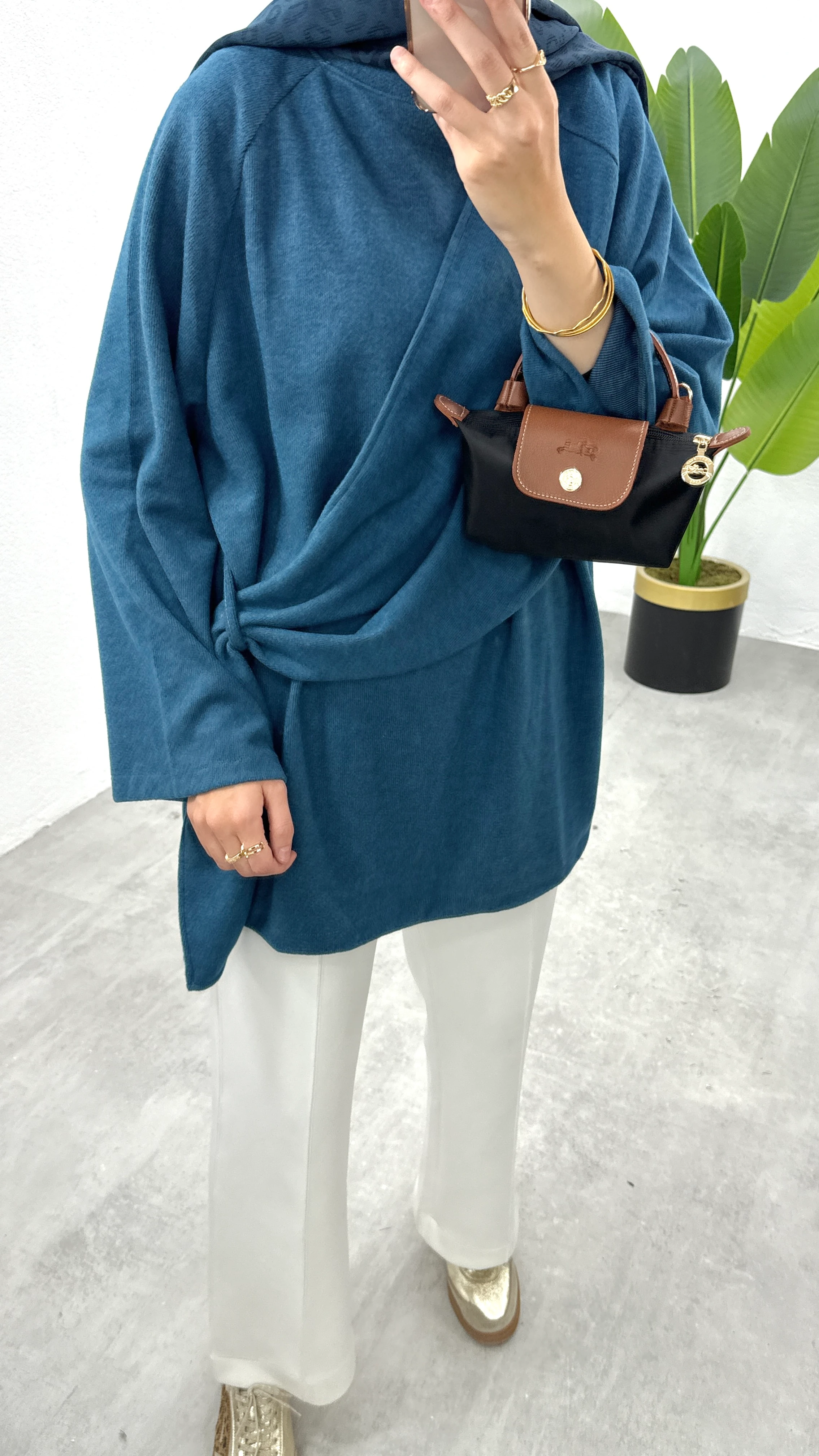 Şallı Tunik - Petrol Mavisi