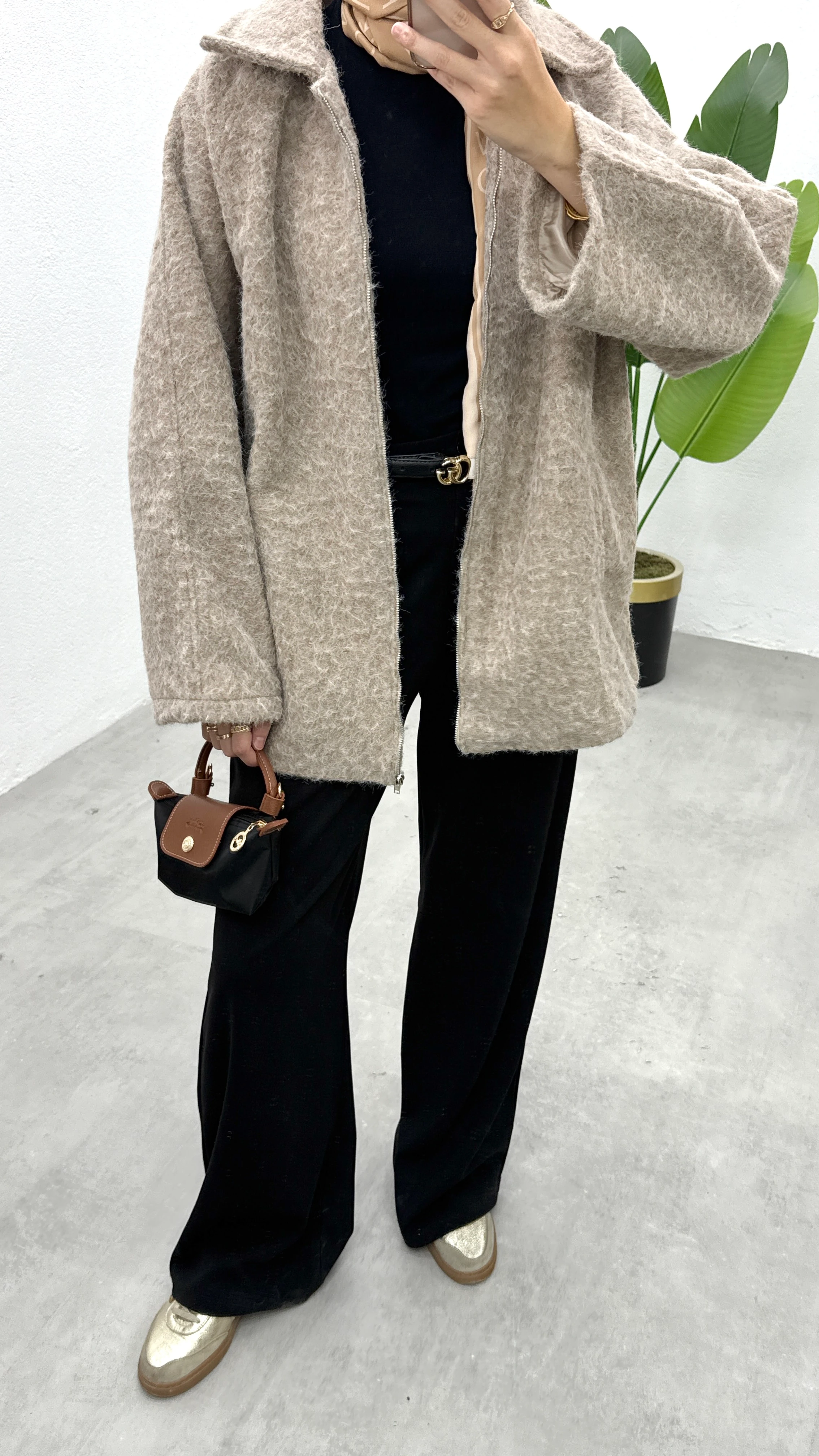 Kai Fermuarlı Ceket - Bej