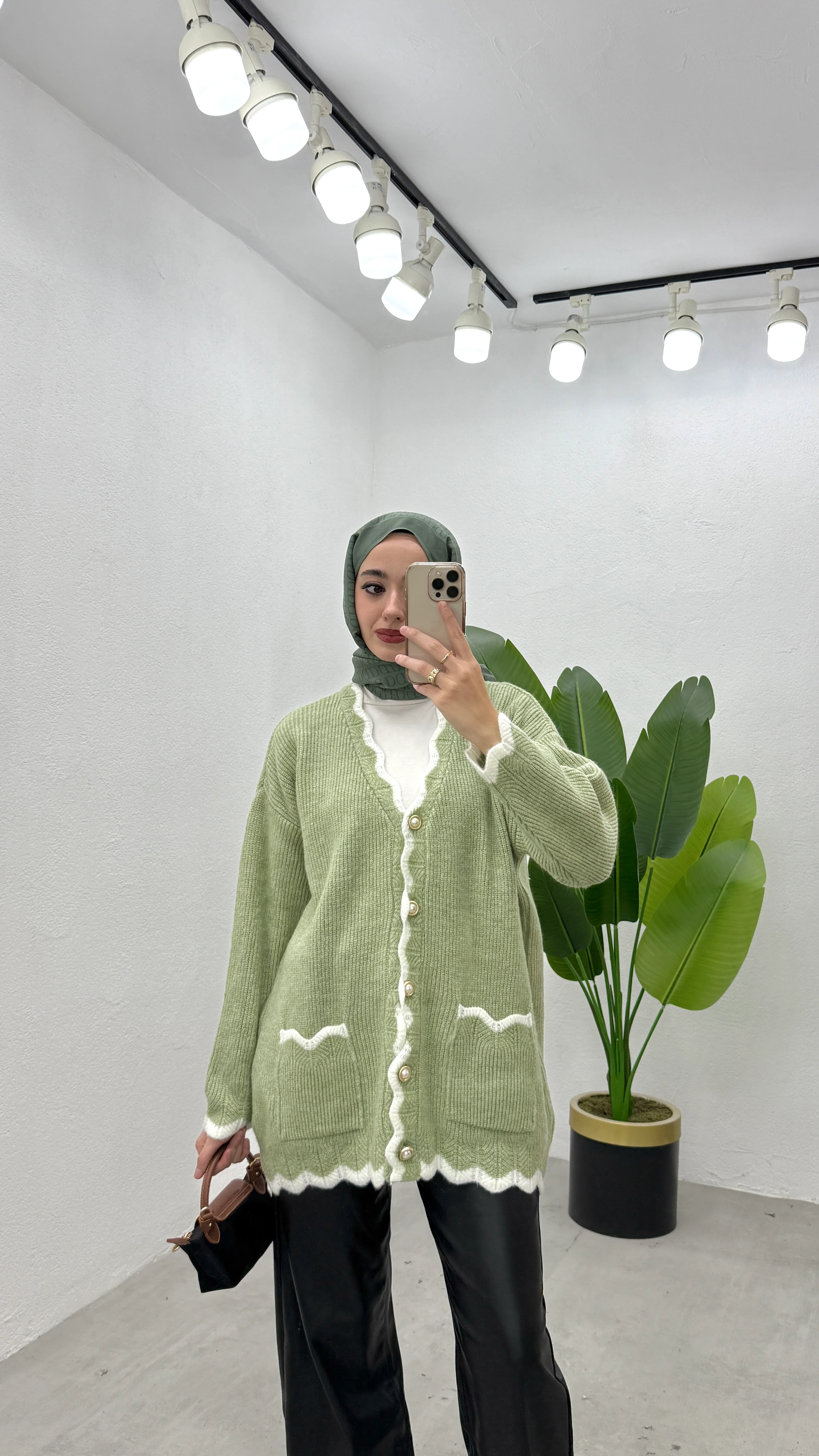 Çift Renk Hırka - Mint