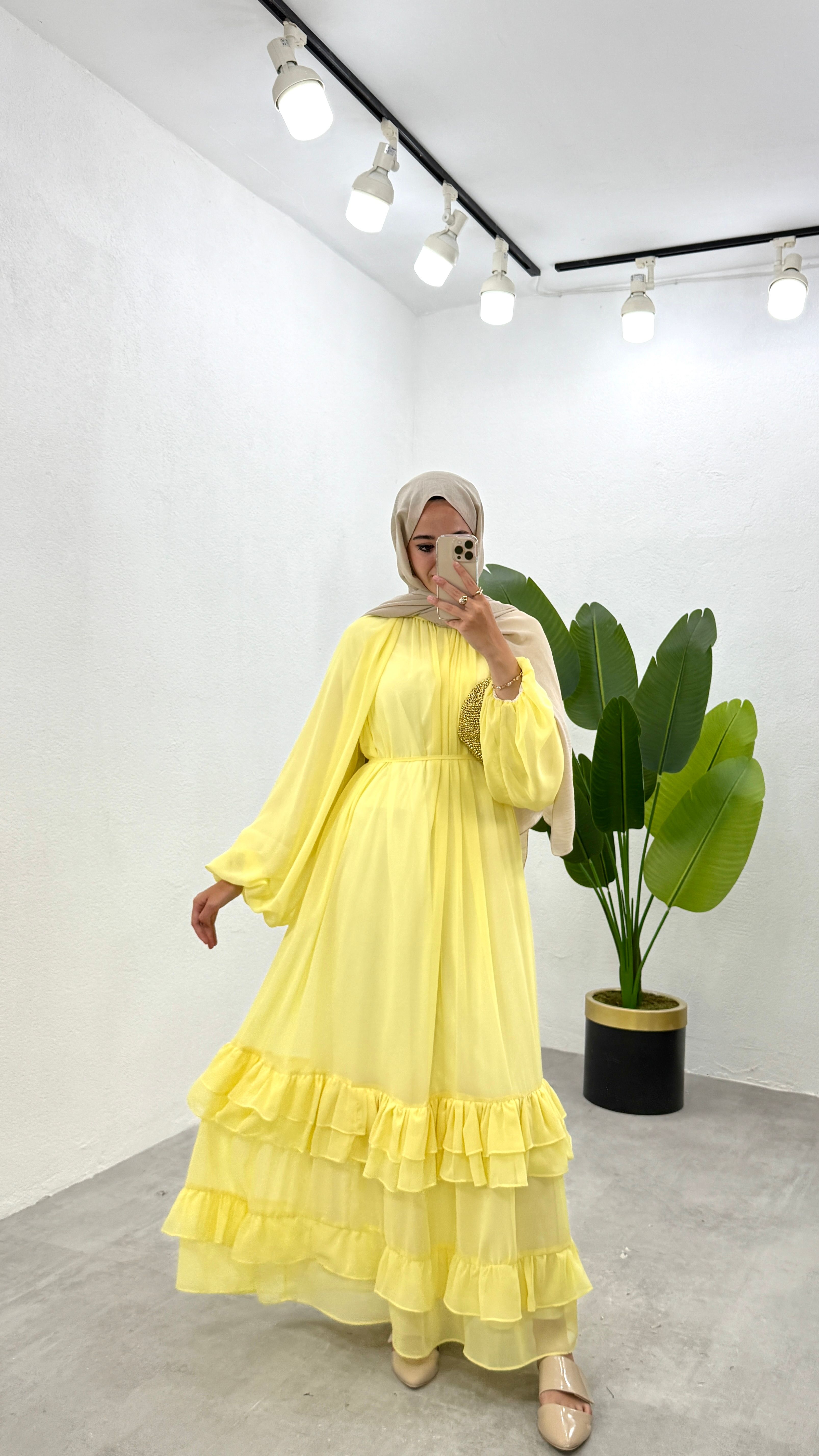 Emily Şifon Elbise - Sarı