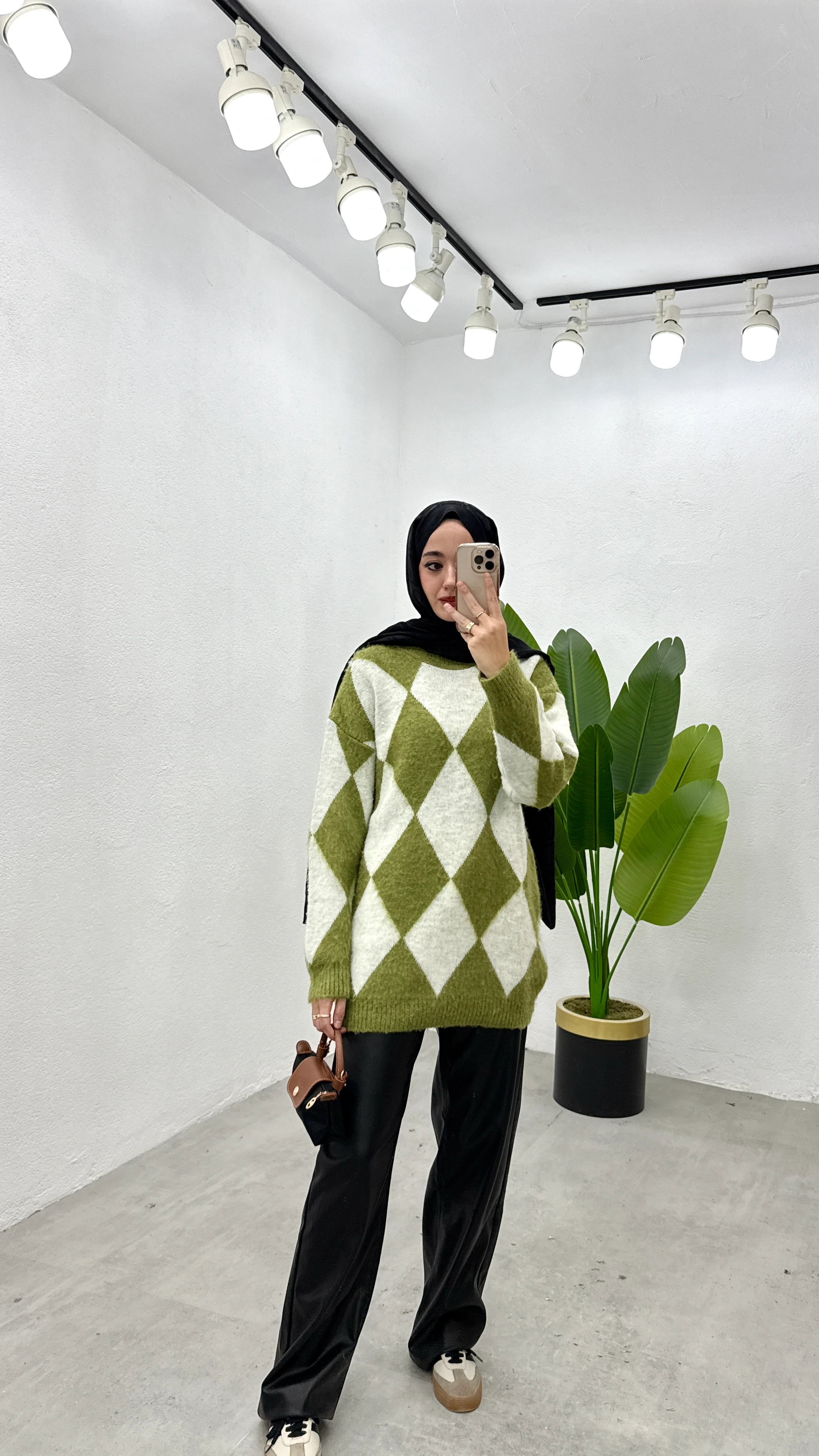 Baklava Desen Kazak - Yeşil