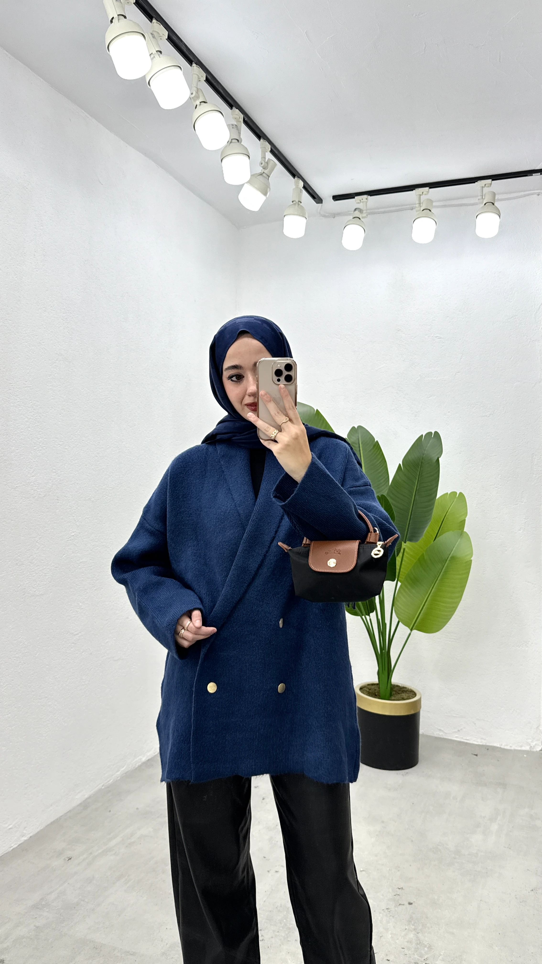 Düğmeli Ceket Hırka - Mavi