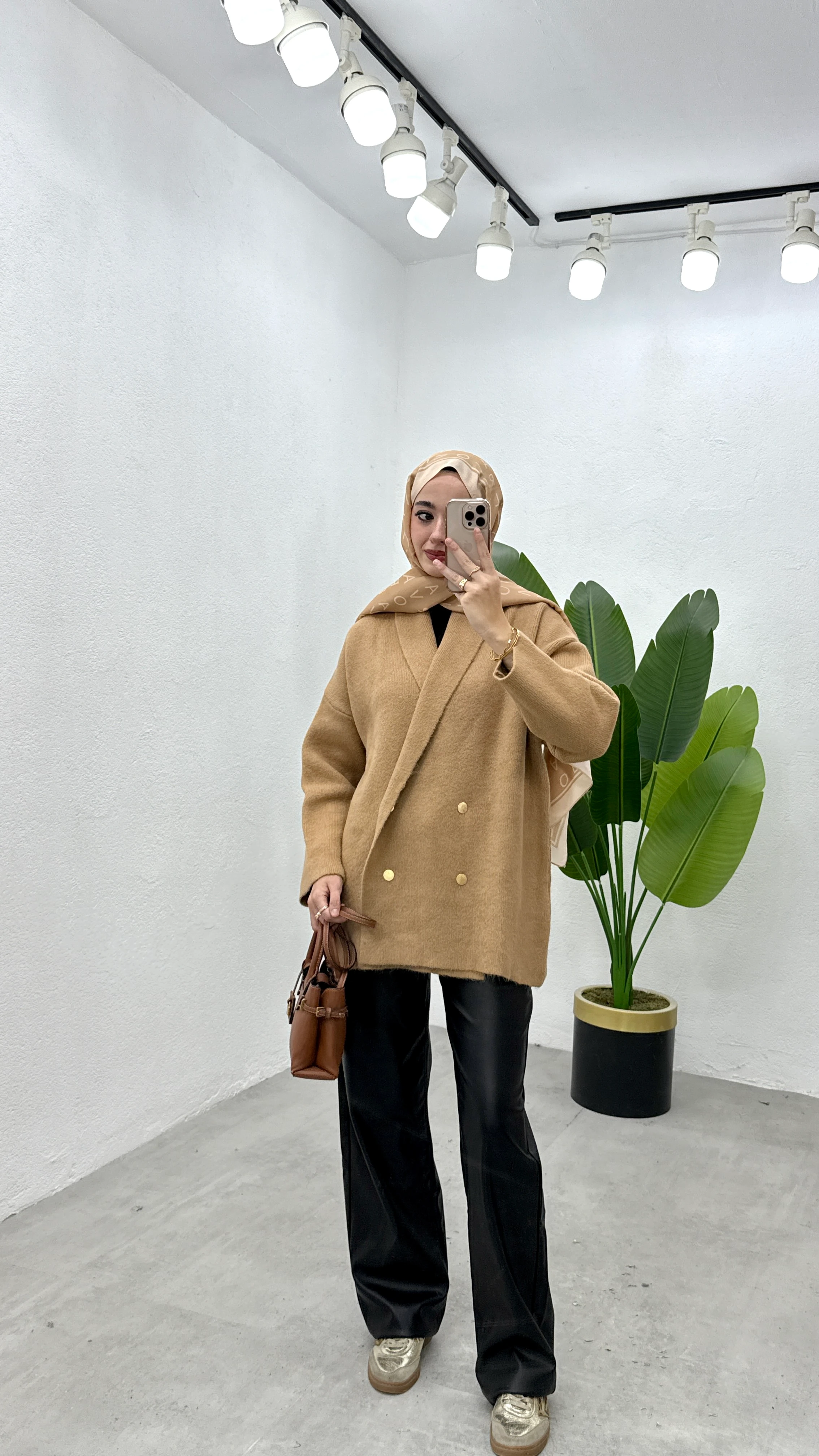 Düğmeli Ceket Hırka - Camel