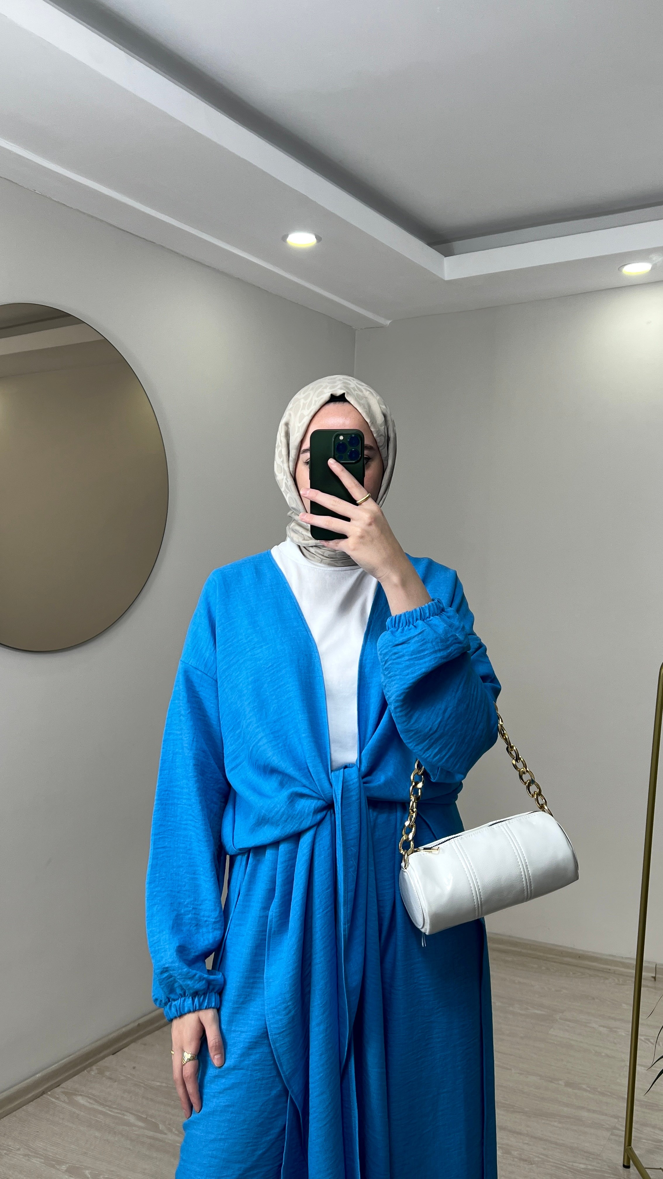 Bağlamalı Kimono Takım - Mavi