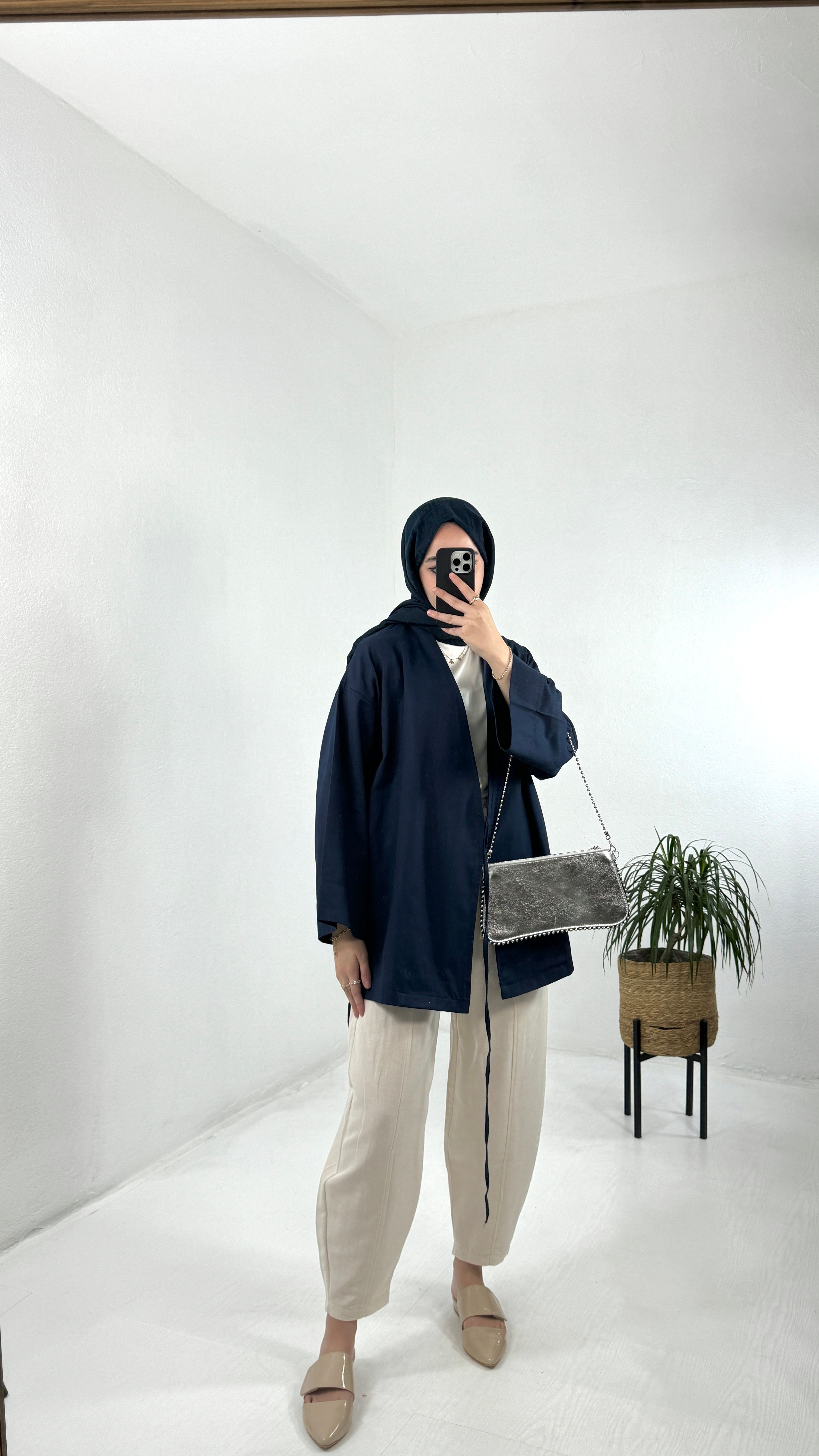 Gabardin Kimono - Lacivert