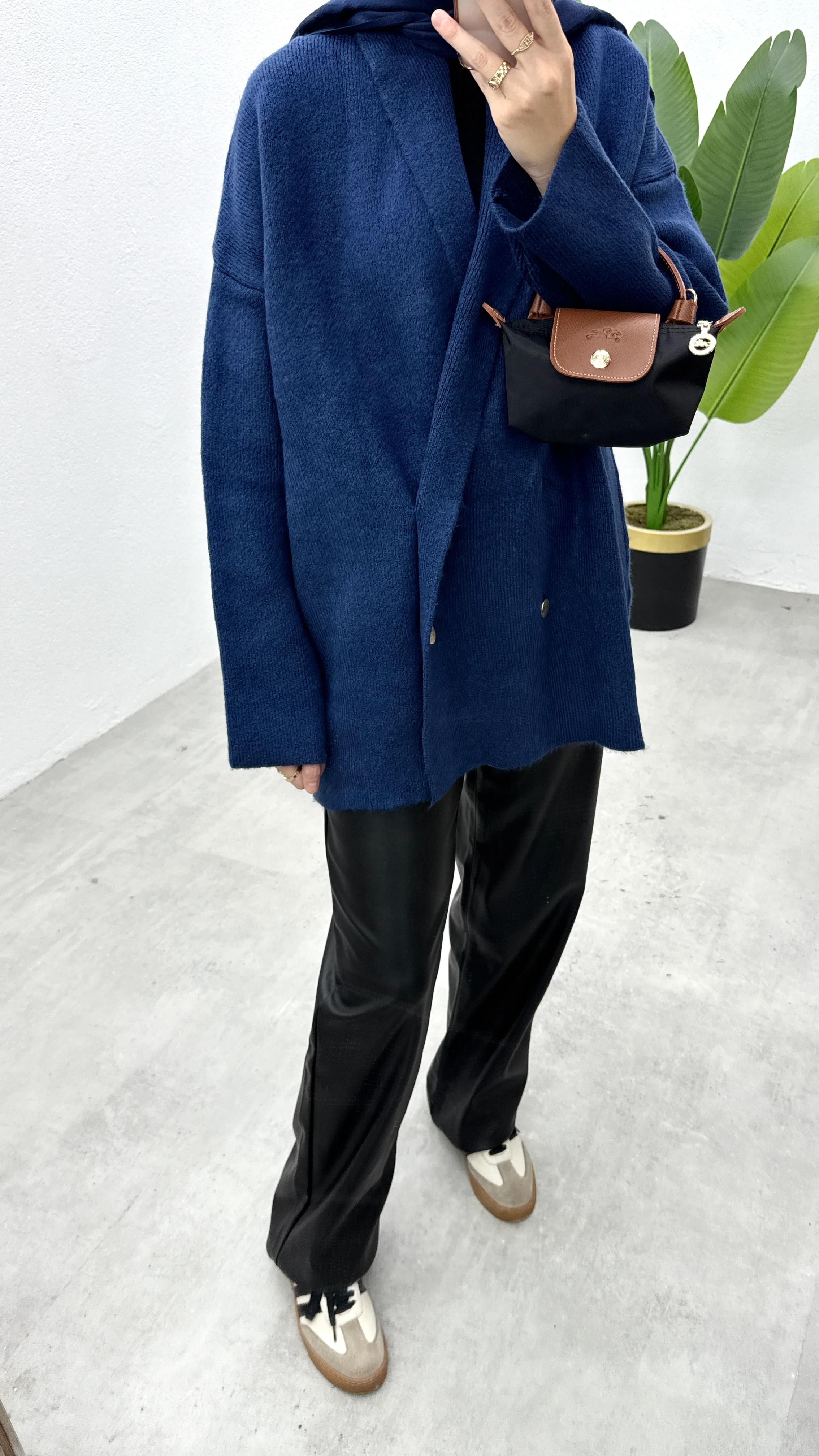 Düğmeli Ceket Hırka - Mavi