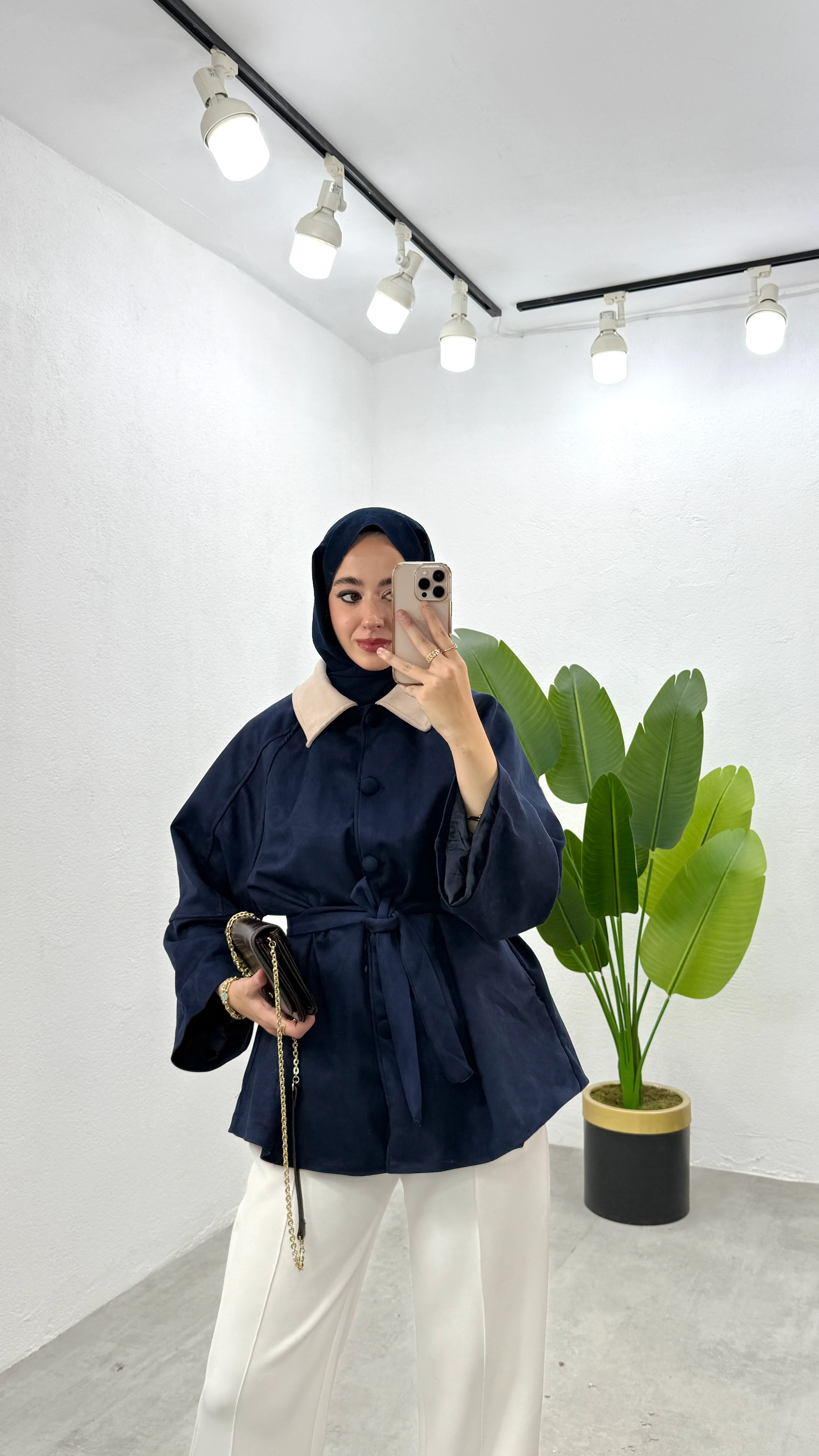 Düğmeli Süet Ceket - Lacivert