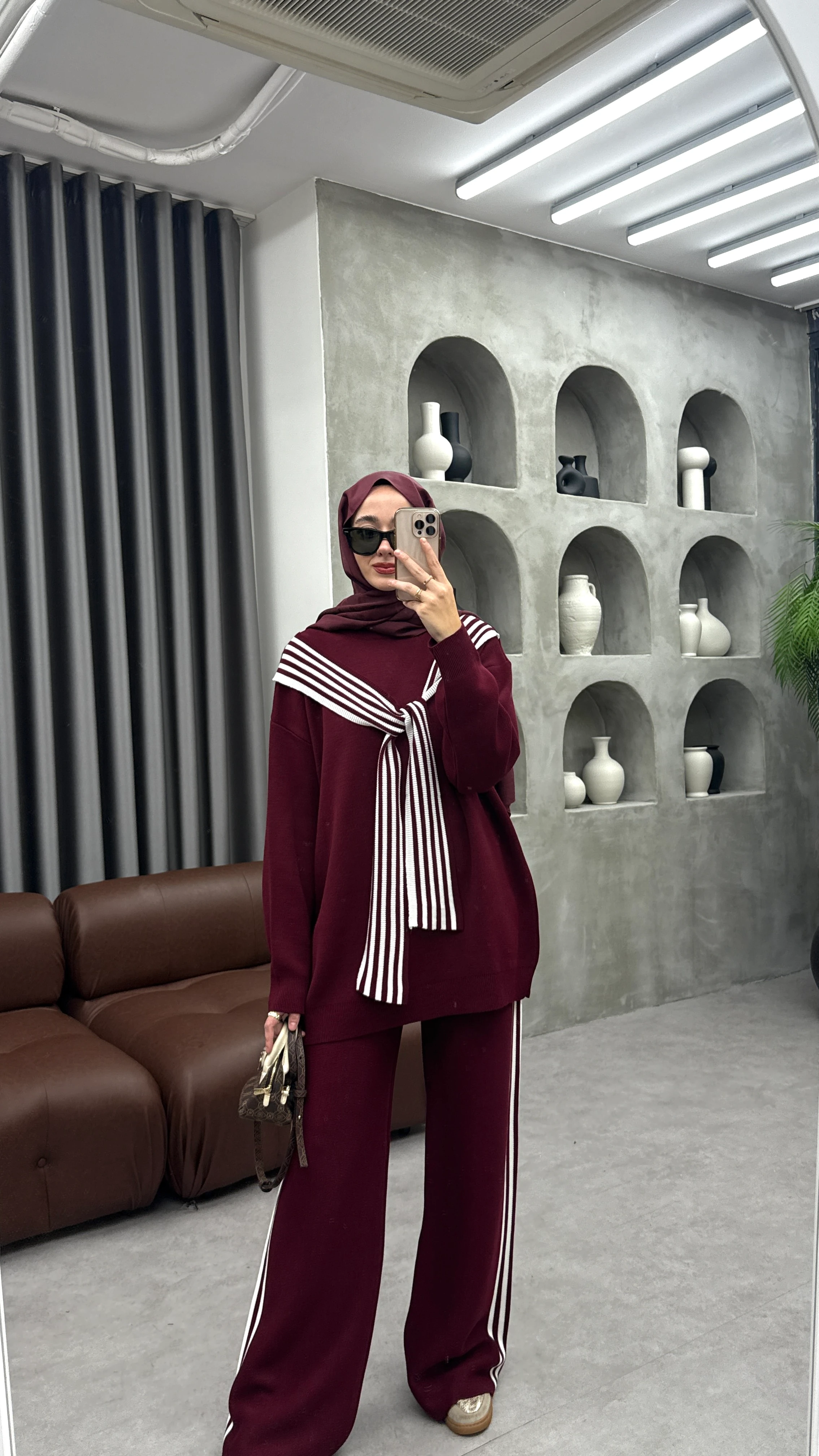 Atkılı Çift Renk Triko Takım