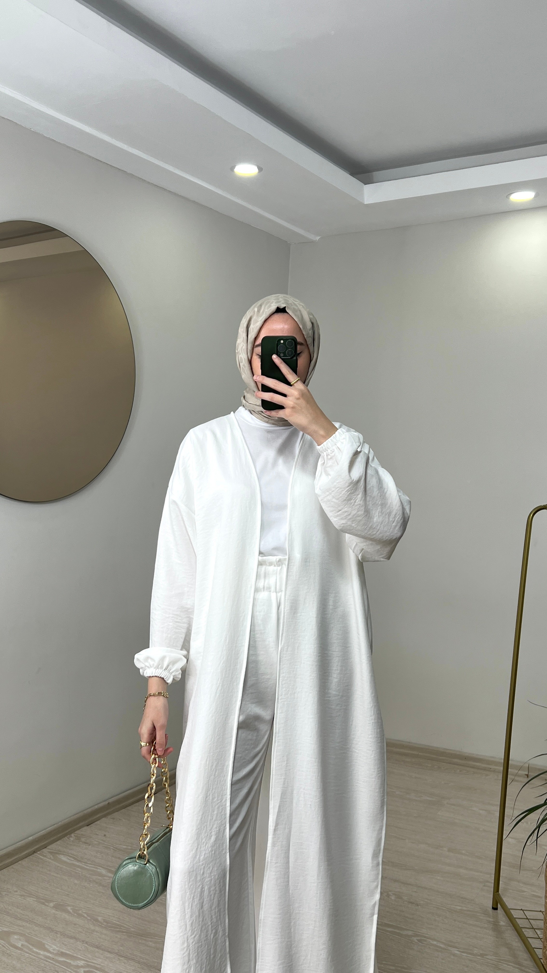 Bağlamalı Kimono Takım - Beyaz