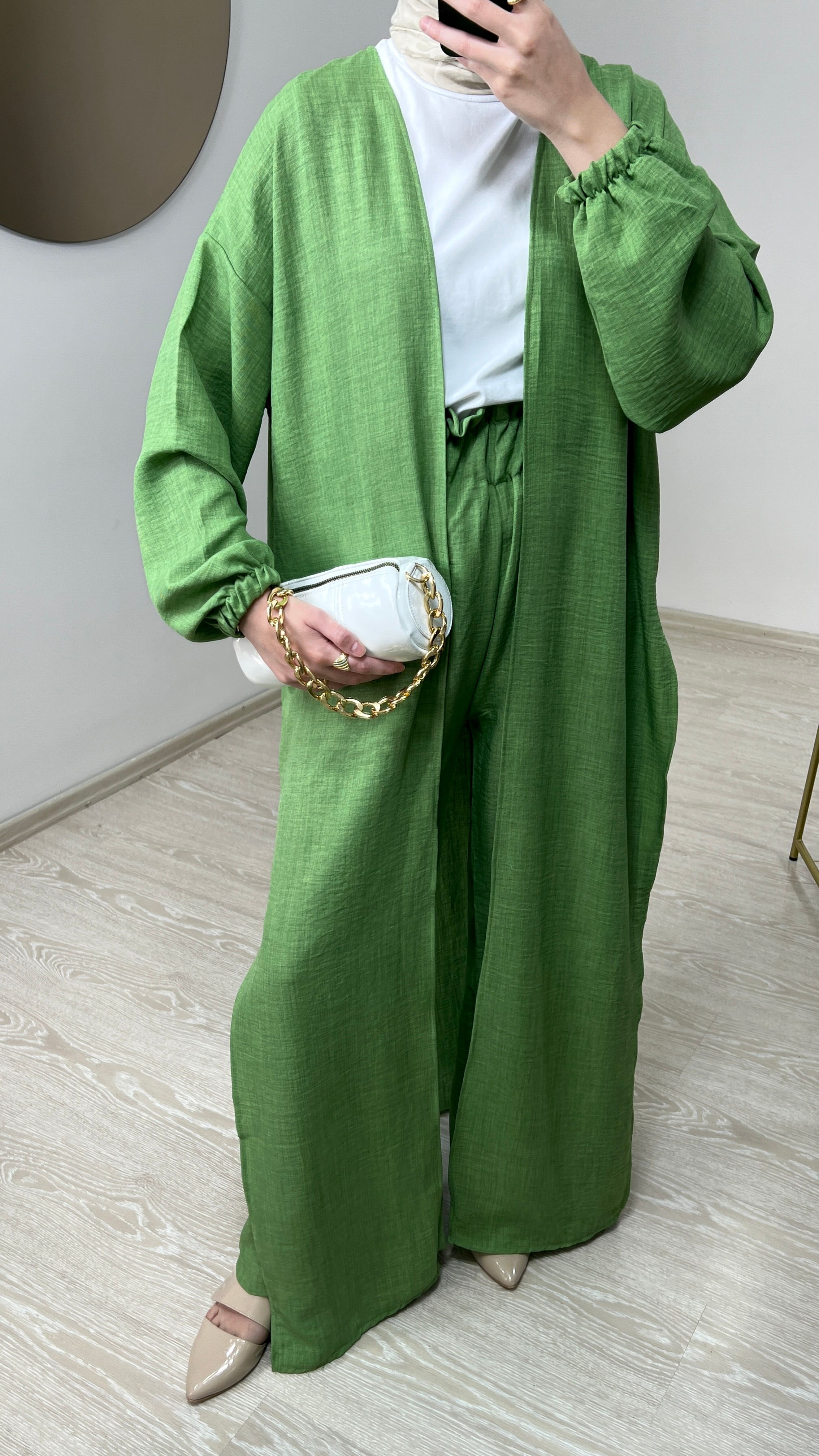 Bağlamalı Kimono Takım - Yeşil