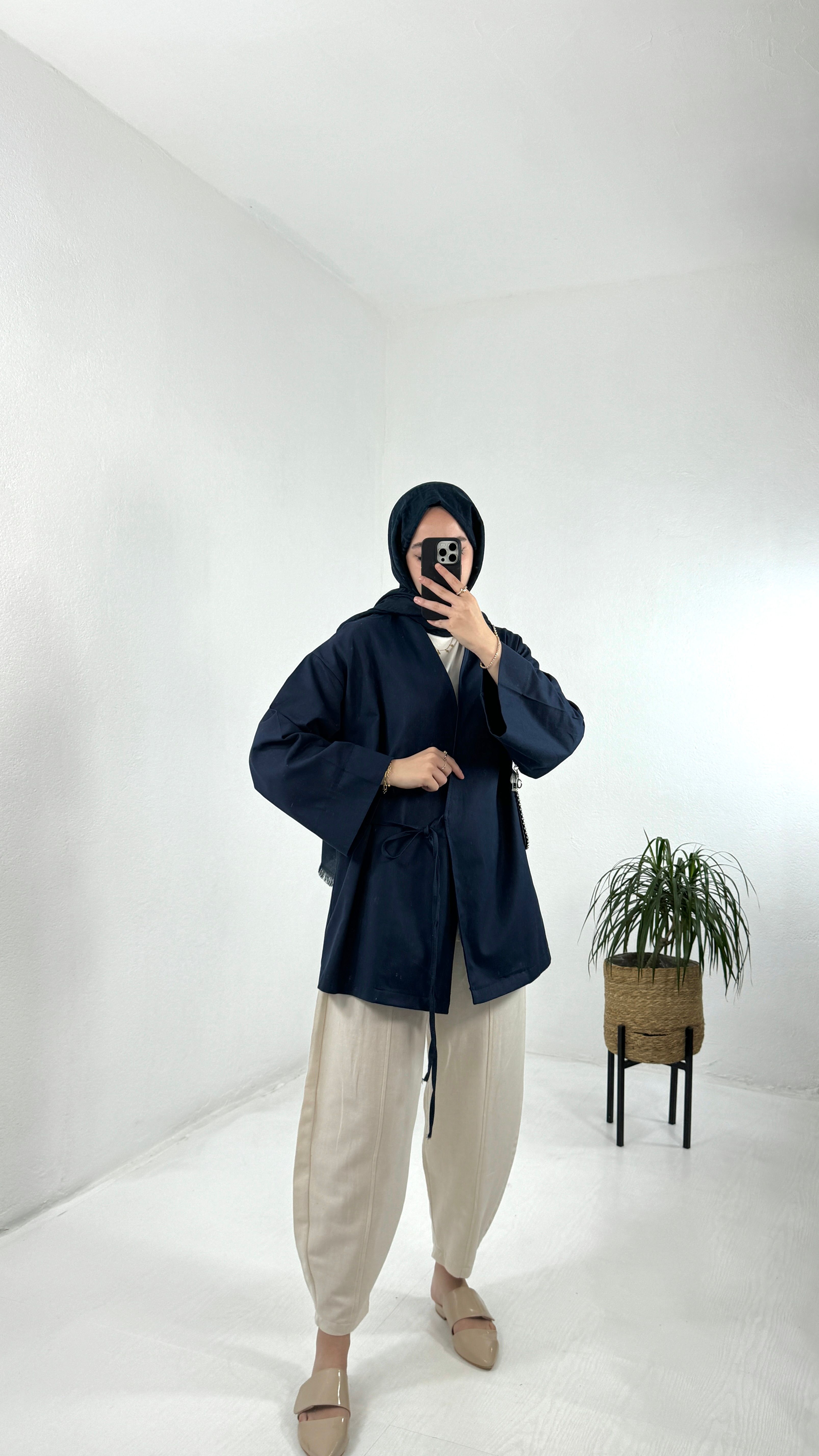 Gabardin Kimono - Lacivert