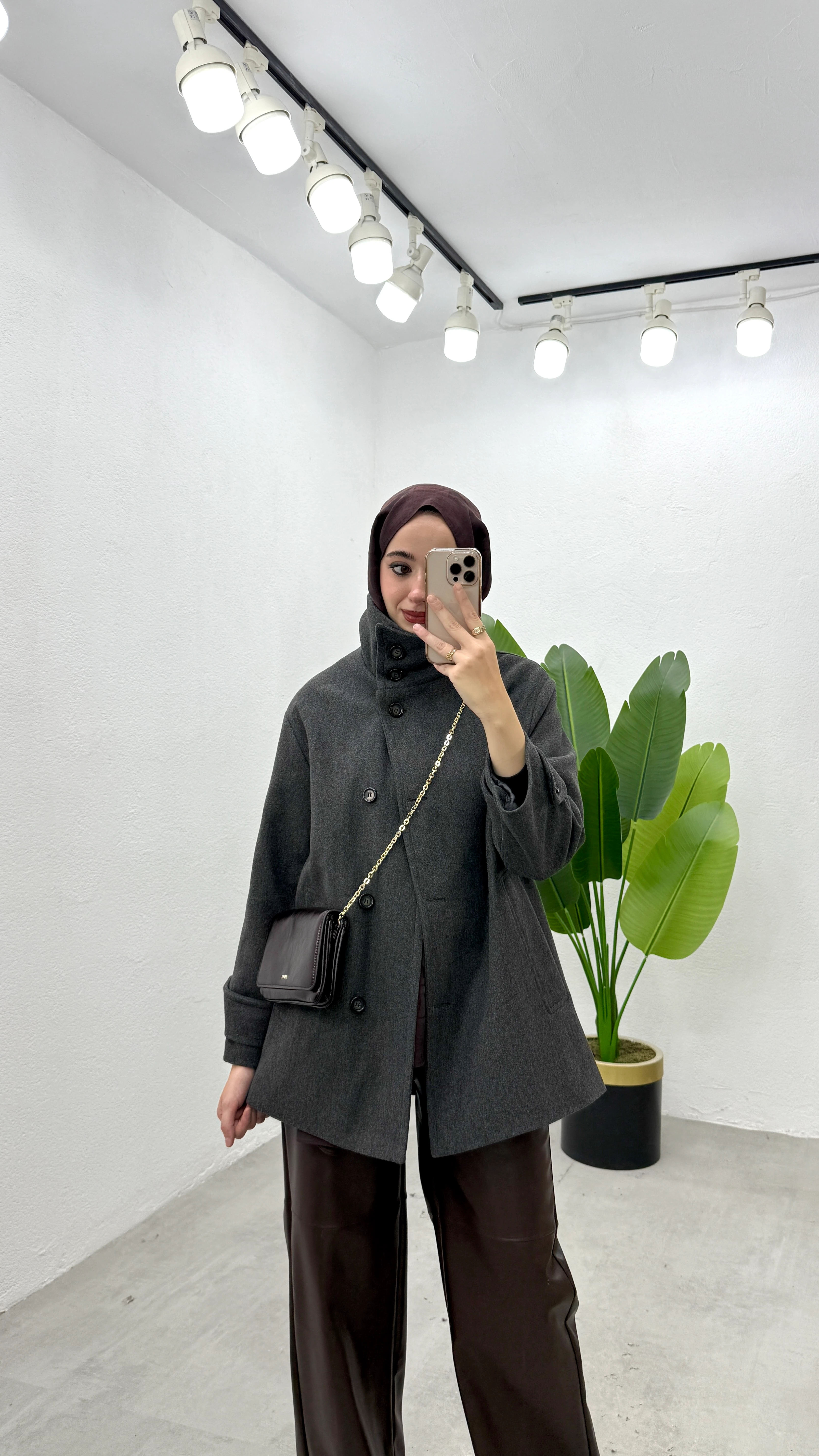 Dik Yaka Kaşe Kaban - Antrasit