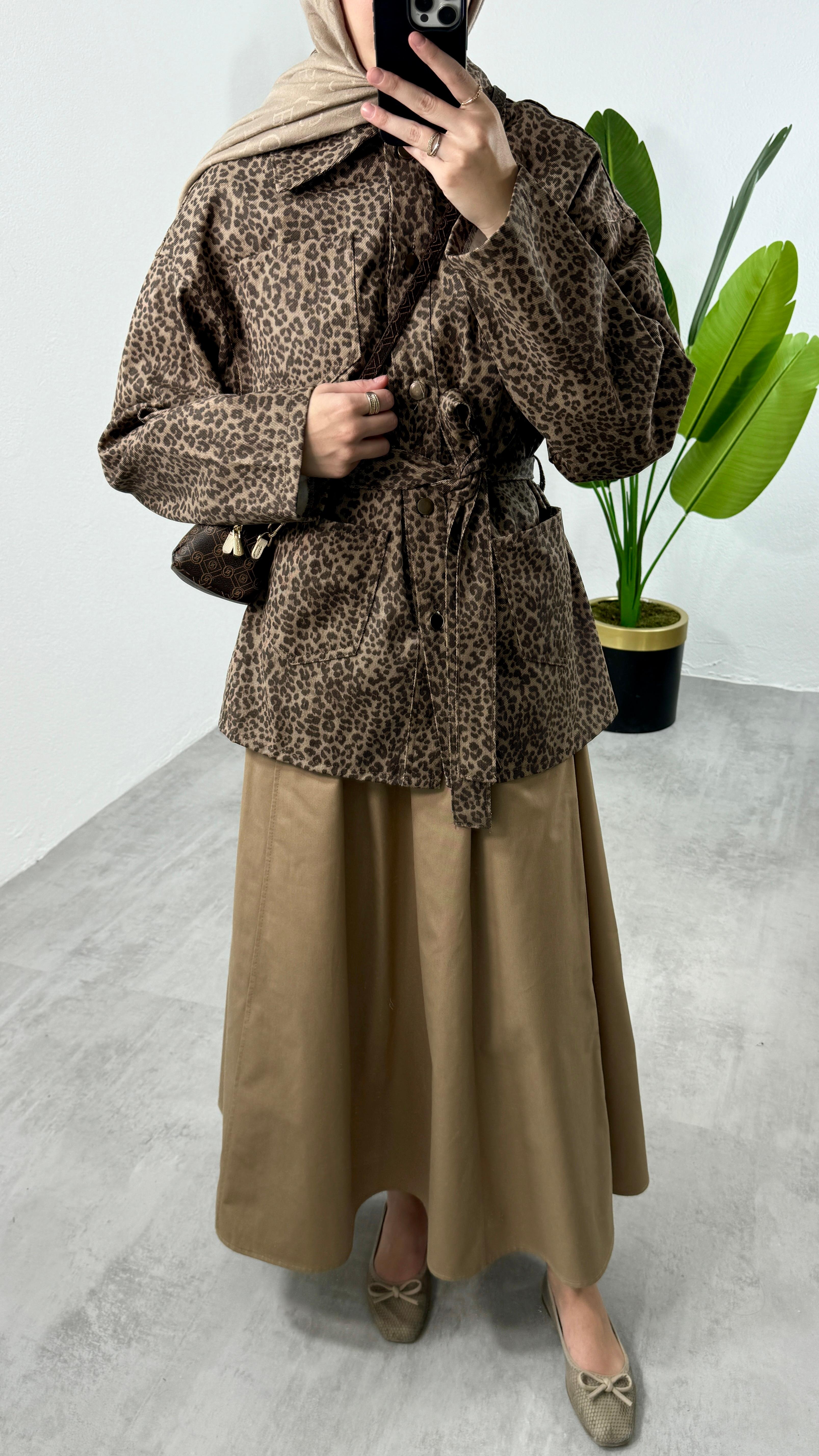 Leopar Denim Ceket