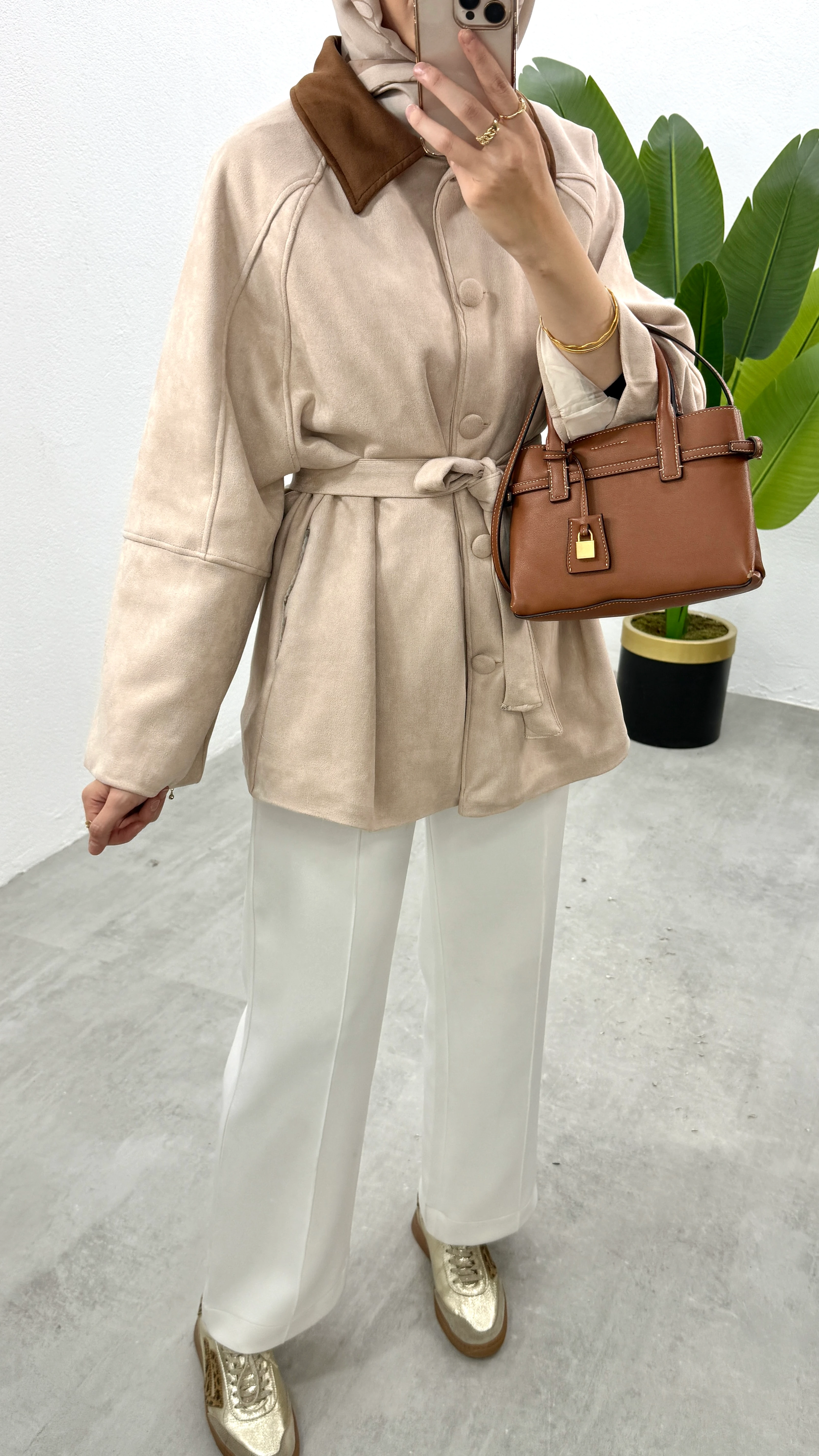 Düğmeli Süet Ceket