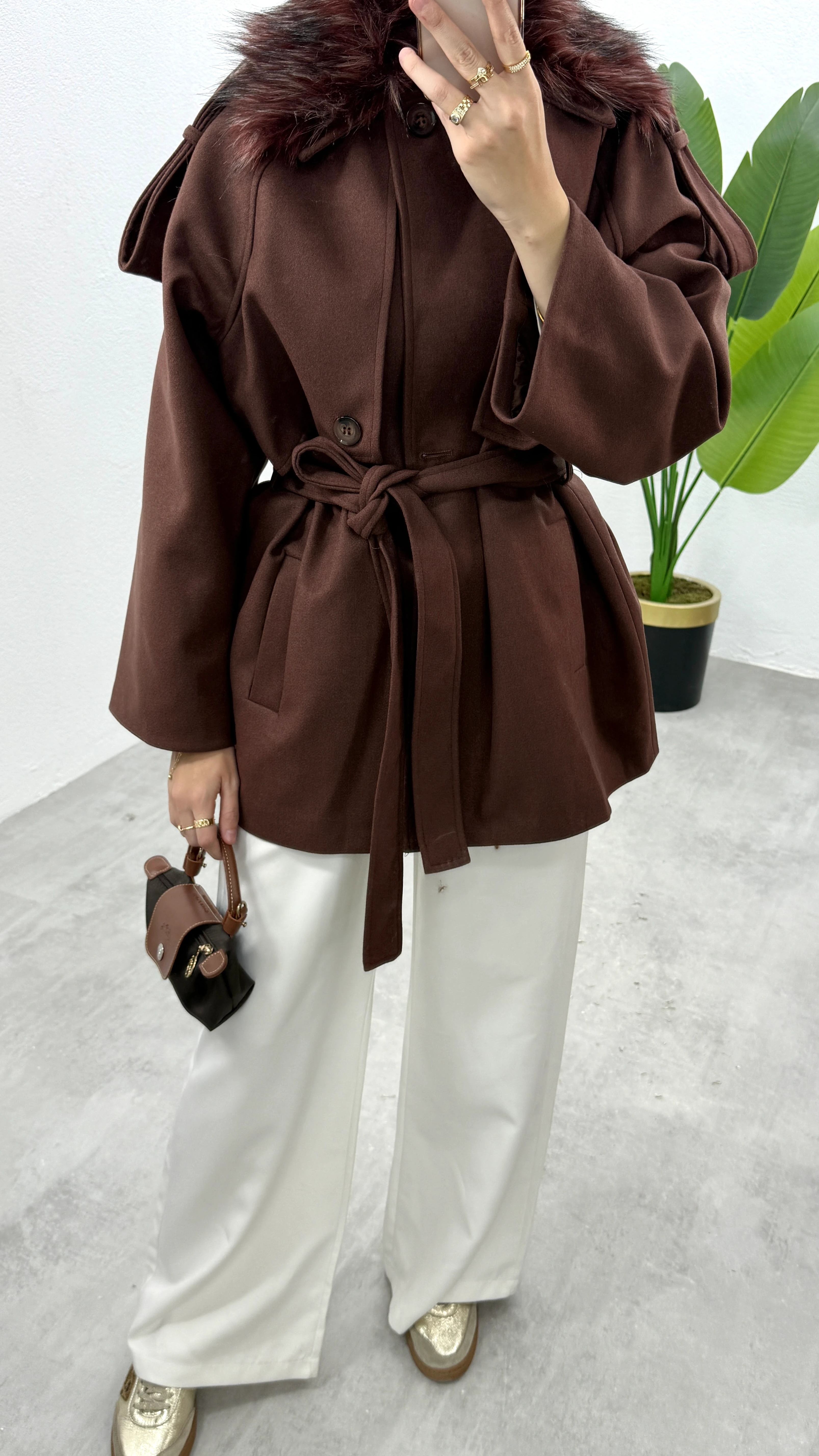 Rimmy Kürklü Kaban - Kahve