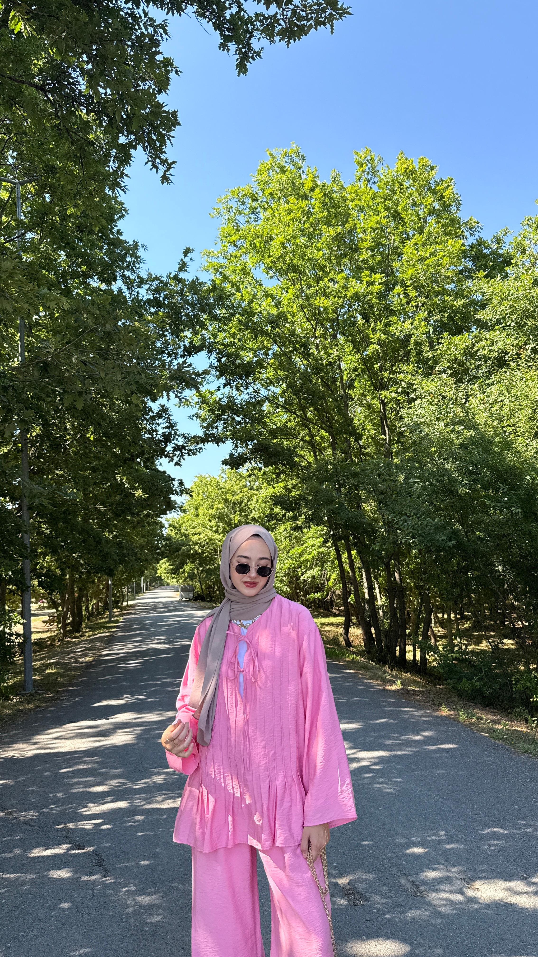 Suve Pileli Takım - Pembe