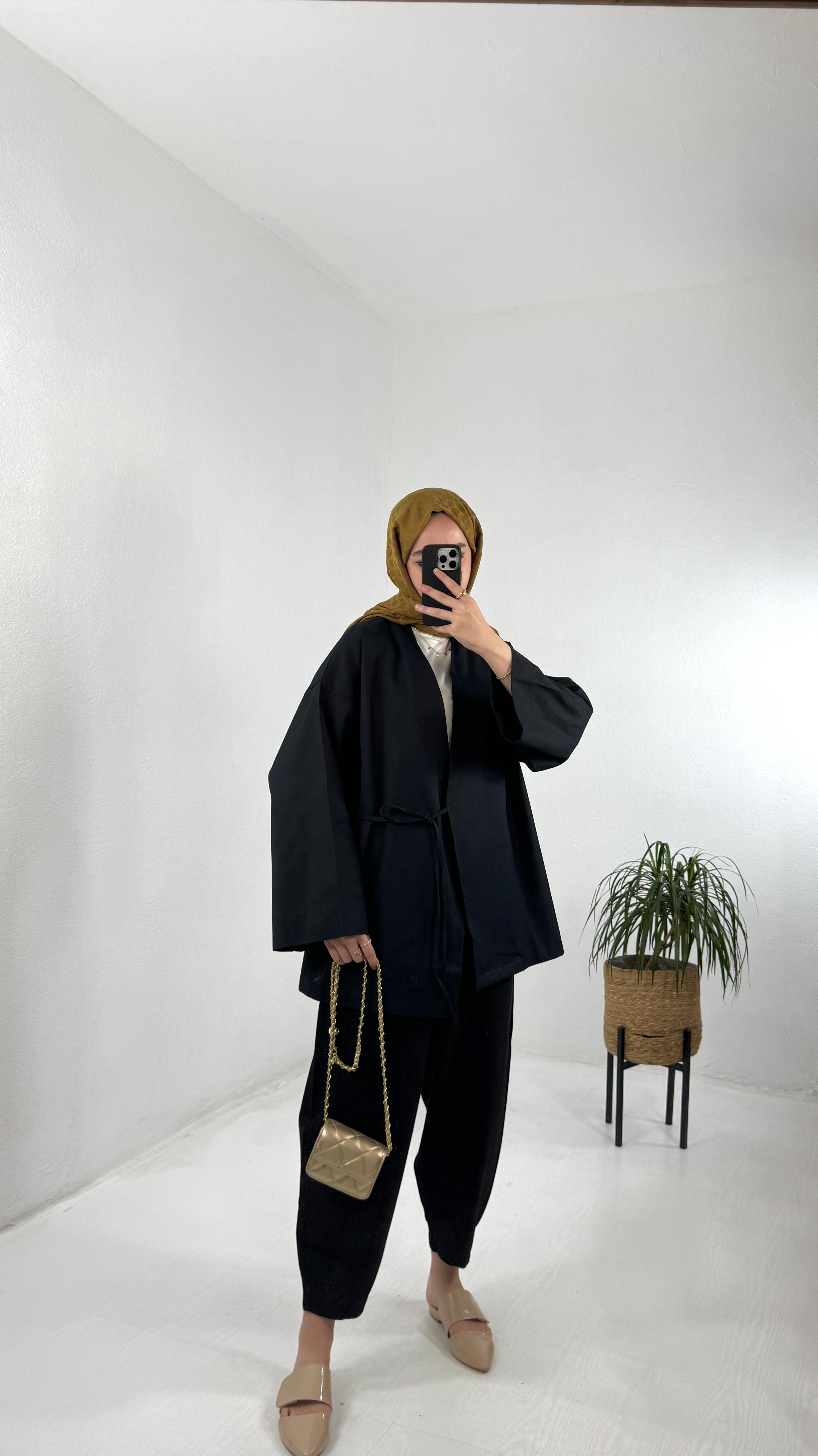 Gabardin Kimono - Siyah
