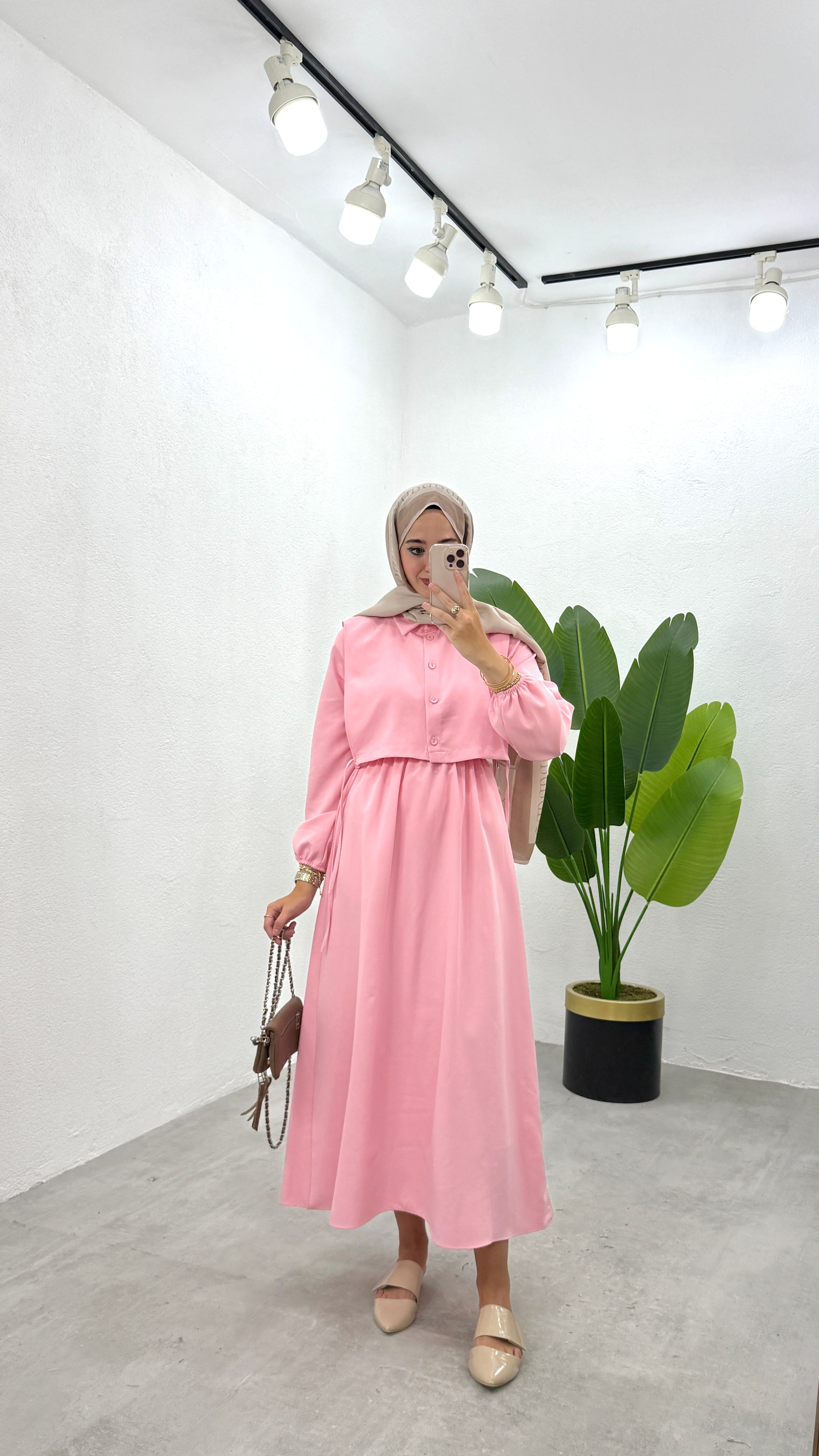 İkili Bolero Elbise - Pembe