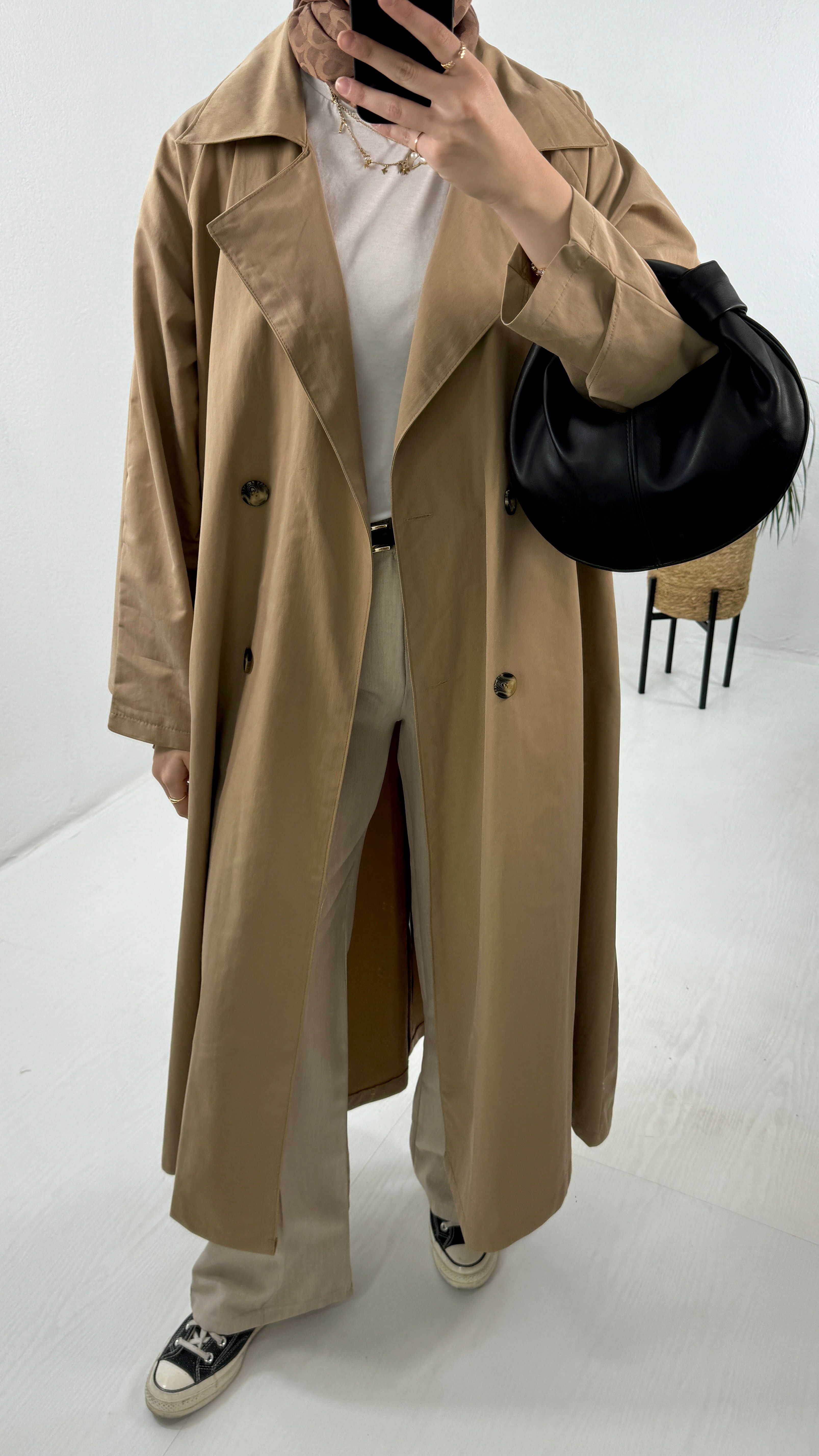 Aden Retro Trençkot - Camel