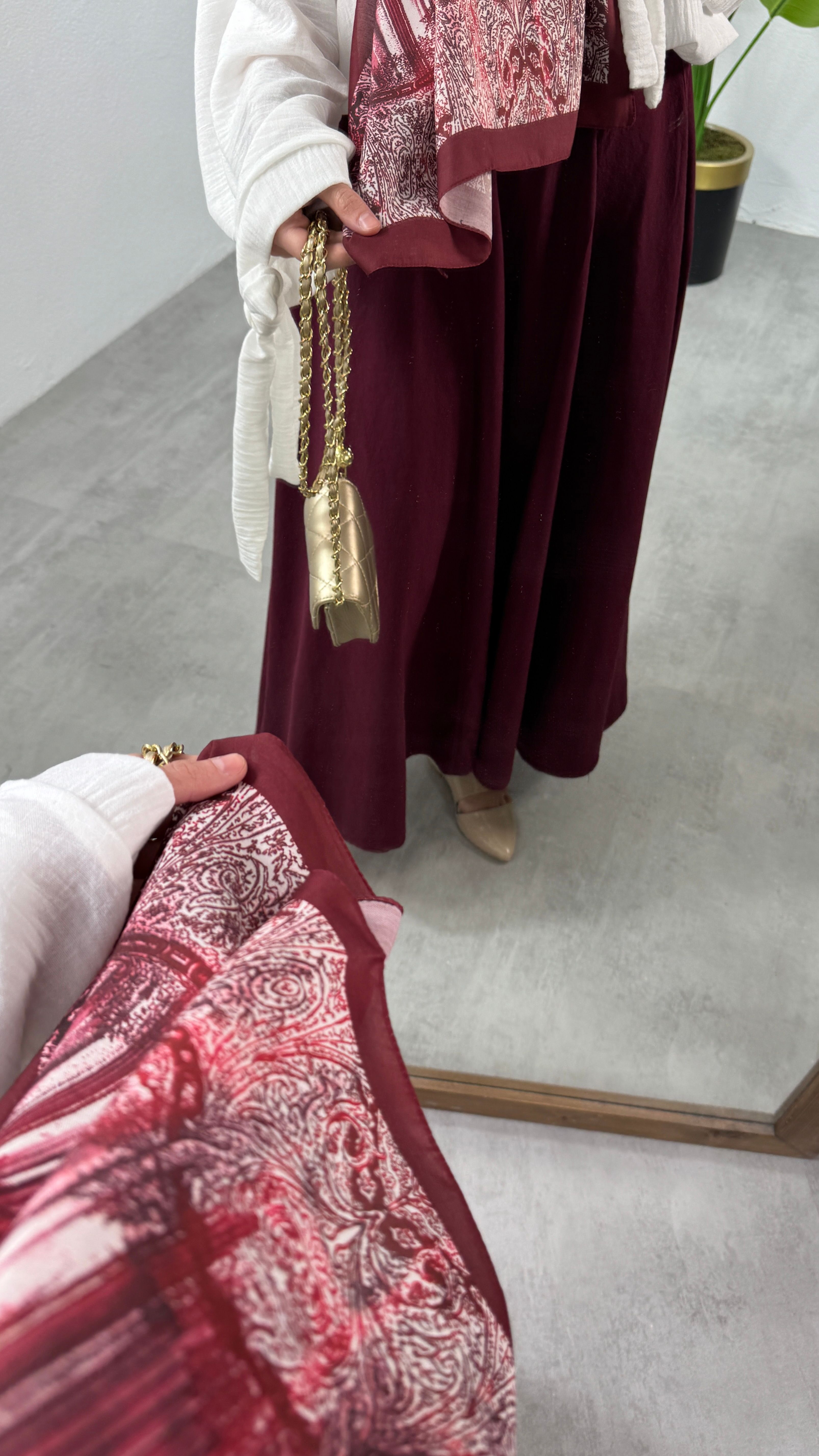 Desenli Şal - BORDO 5007