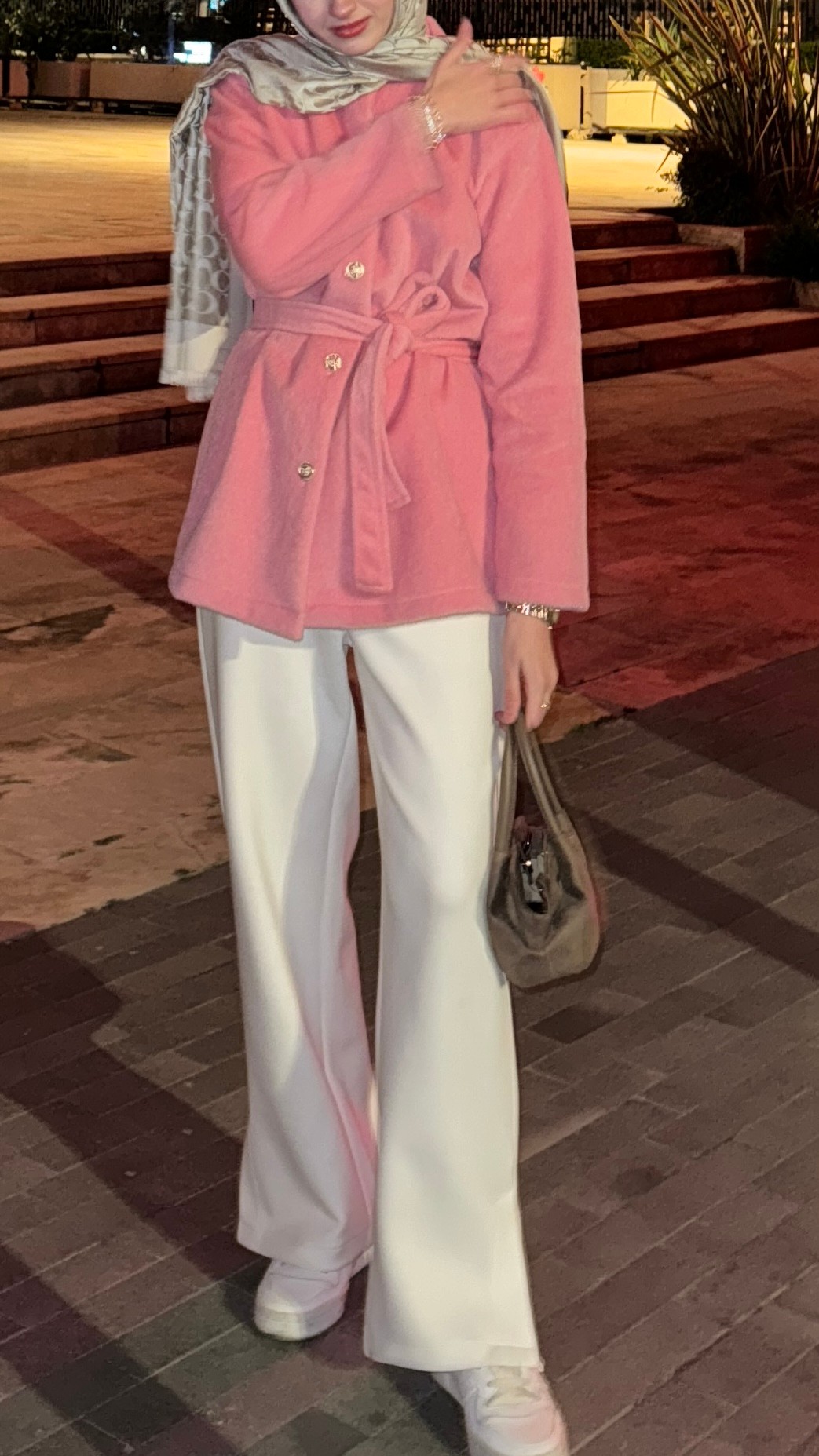 Kemerli Kaban Ceket - Pembe