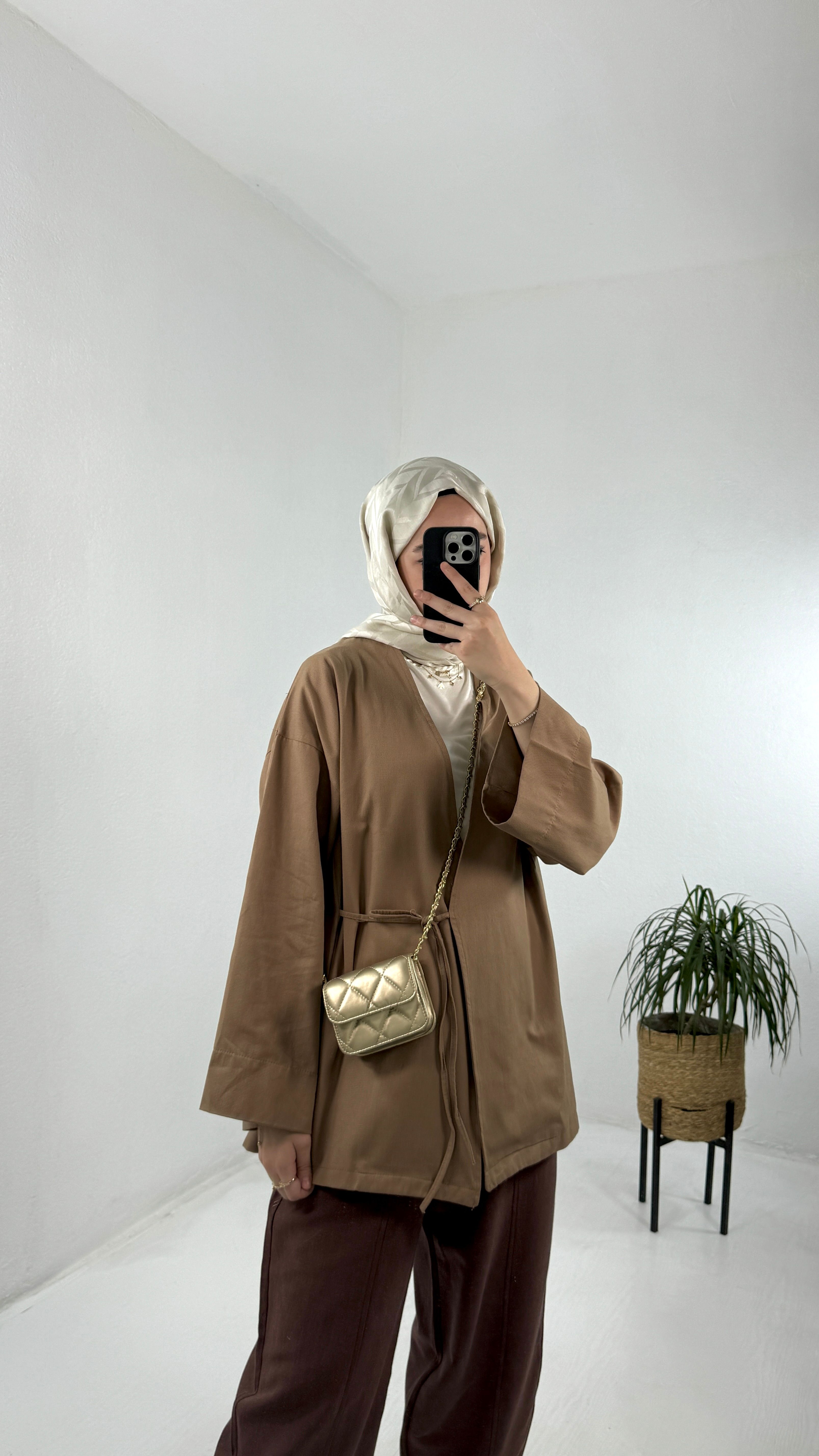 Gabardin Kimono - Vizon