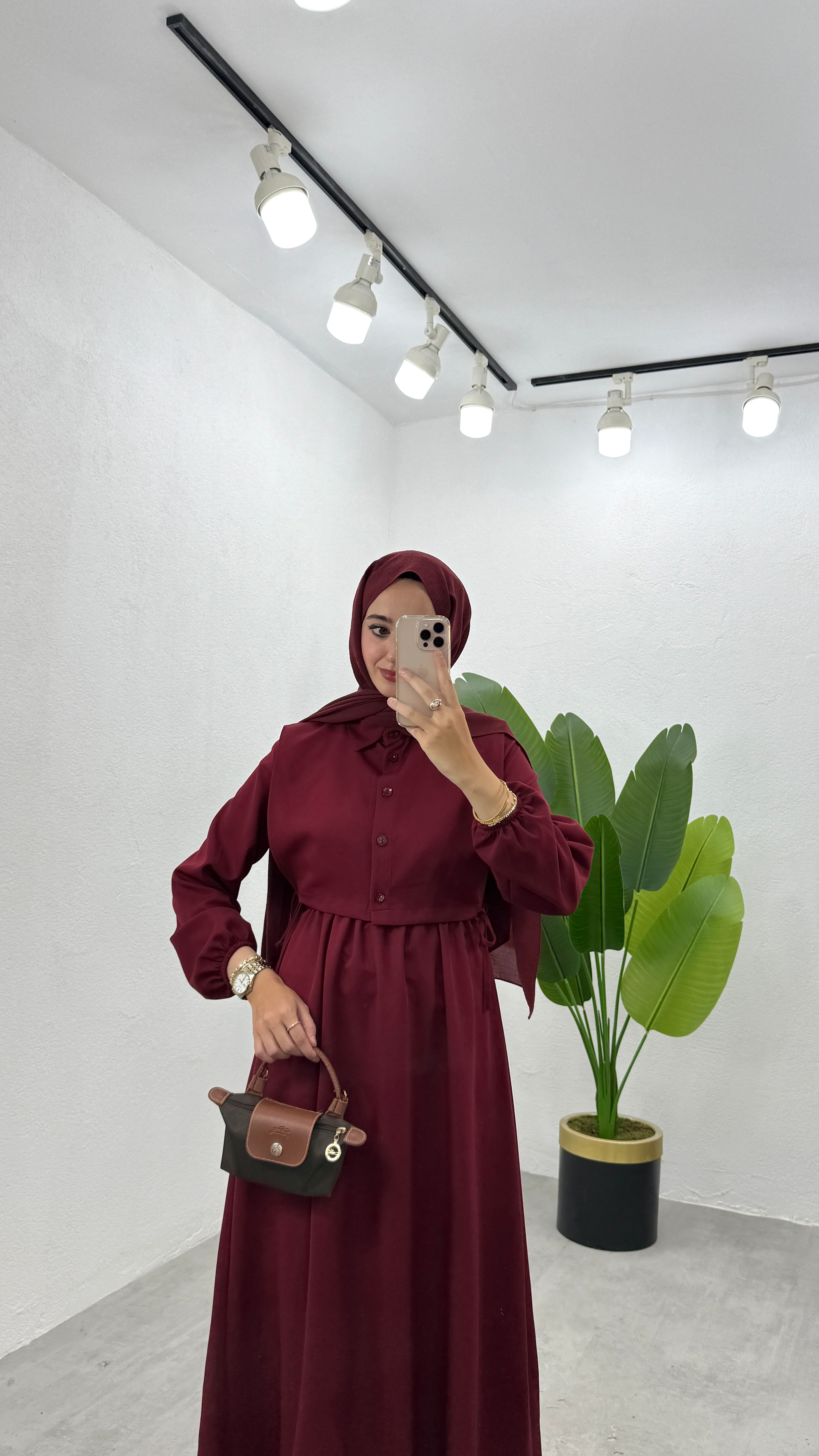 İkili Bolero Elbise - Bordo