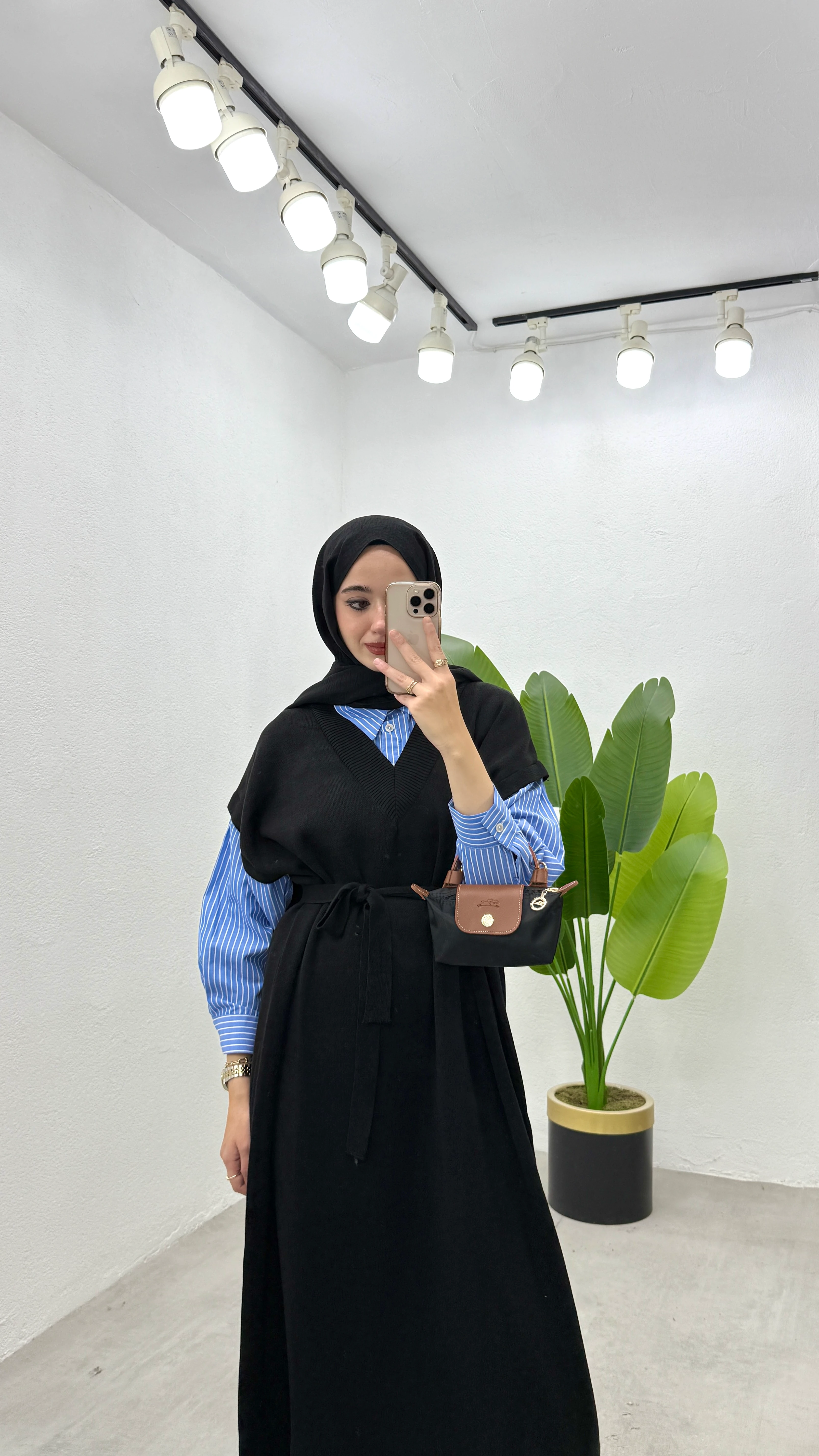 Triko Garnilli Elbise - Siyah